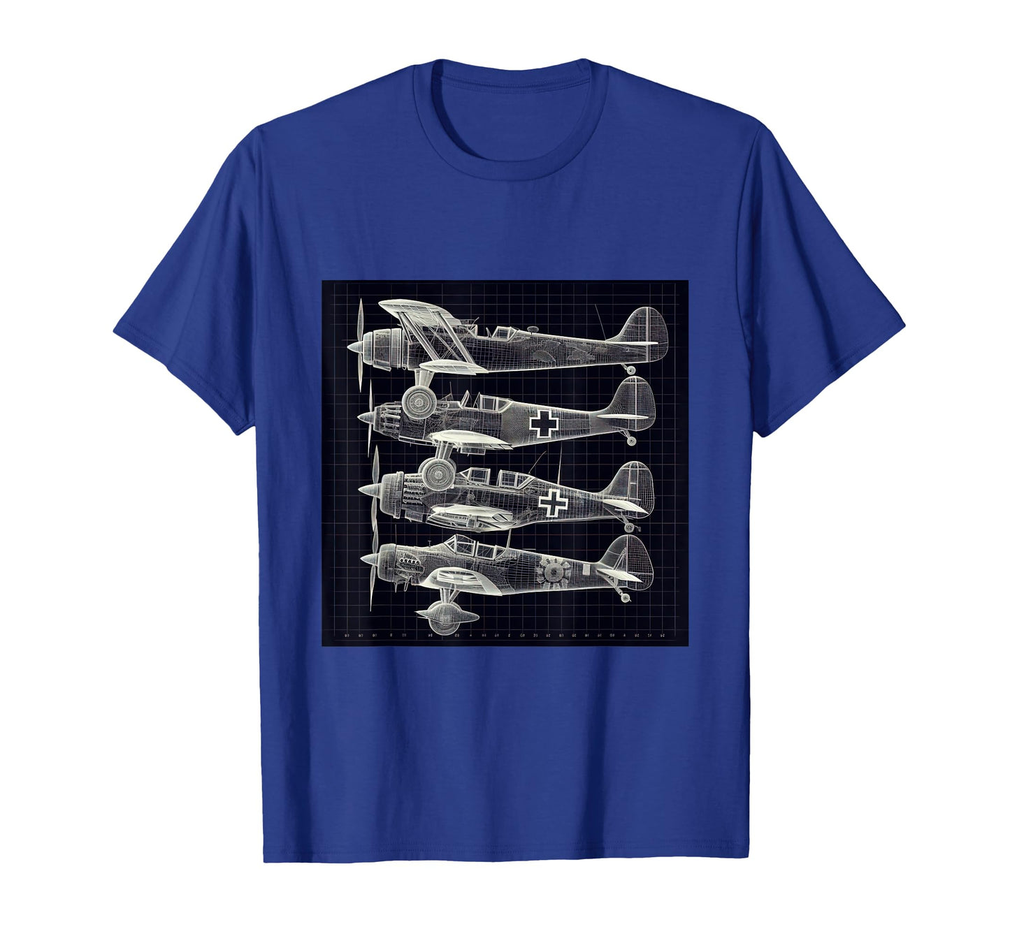 WW2 Airplane Wireframe Blueprint WWII Warplanes T-Shirt