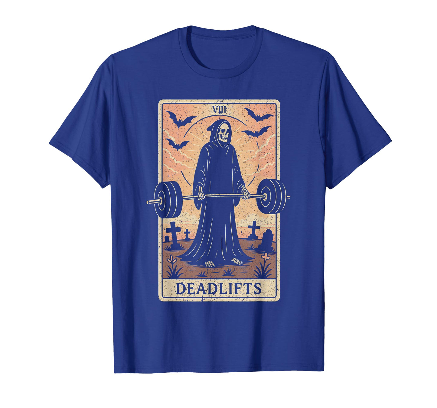 Tarot Card Deadlifts Grim Reaper Weightlifting Workout Gym T-Shirt