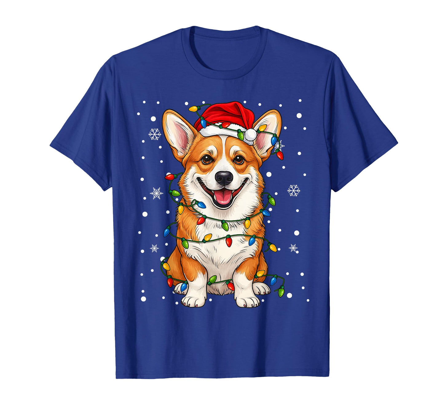 Corgi Santa Christmas Tree Lights Xmas Pajama Men Women Kids T-Shirt