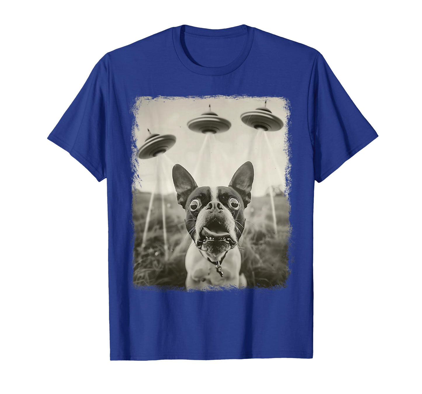 Boston Terrier Dog UFO Alien Extraterrestrial Selfie T-Shirt