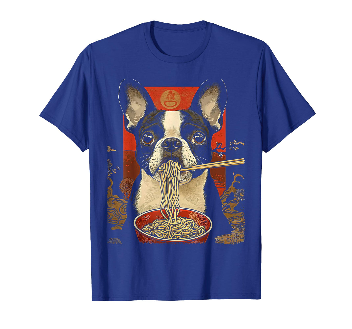 Boston Terrier Dog Eating Ramen Noodles T-Shirt