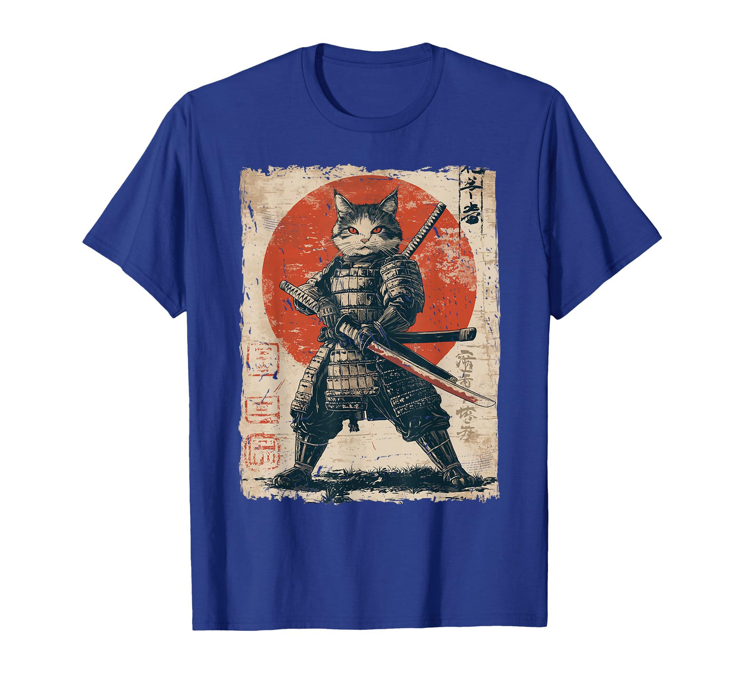 Samurai Cat Warrior Japanese Ukiyo-e Artwork Cat Samurai T-Shirt