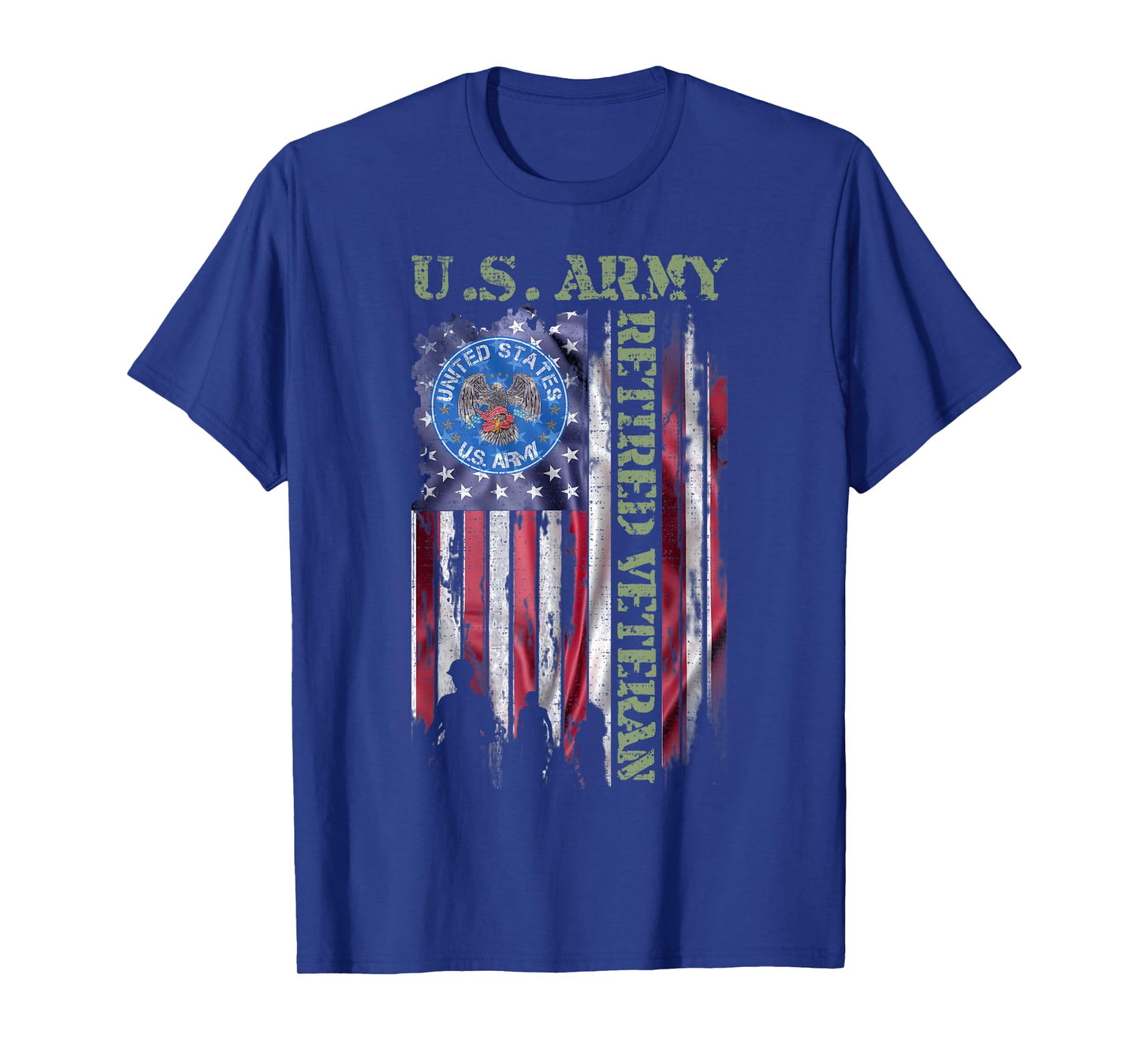 Vintage USA American Flag US Army Proud Retired Veteran T-Shirt