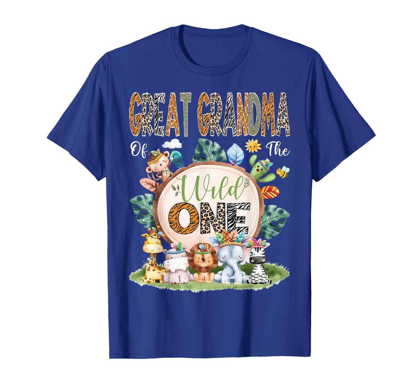 Great Grandma Of The Wild One Safari Tribal Jungle 1St Bday T-Shirt