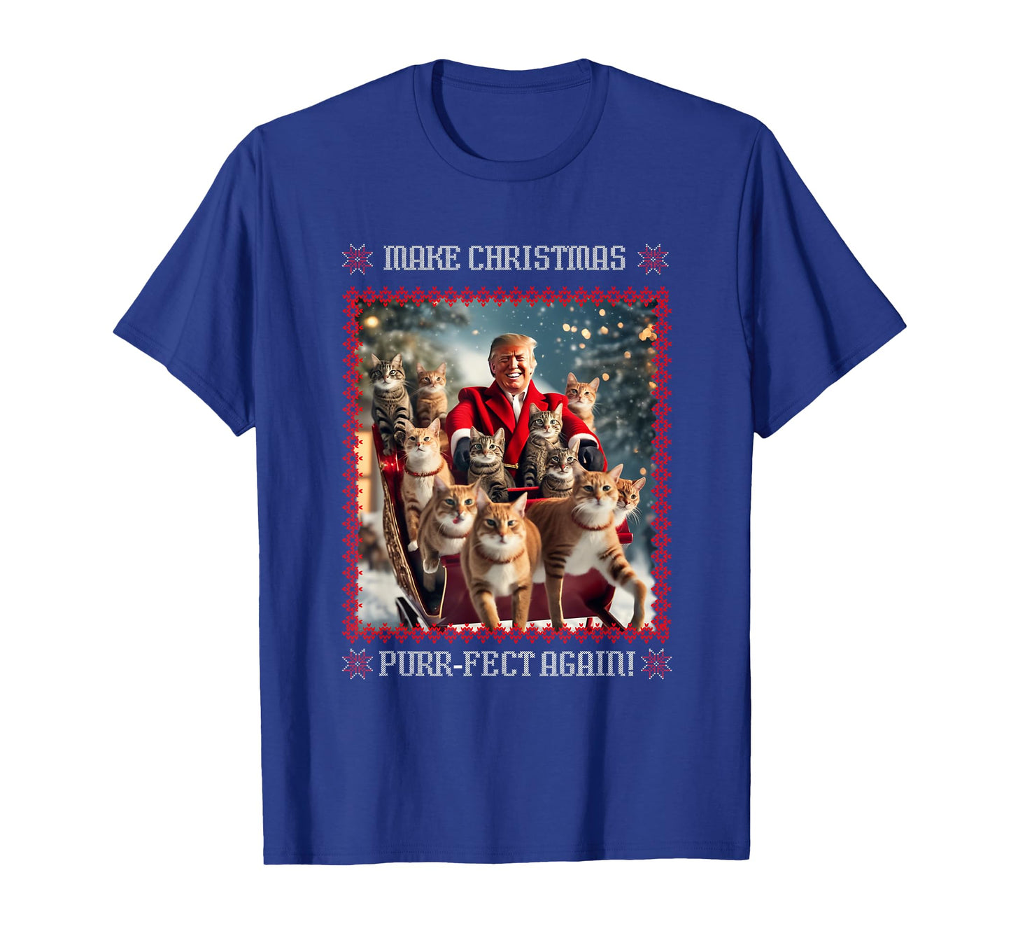 Make Christmas Purr-fect Again Funny Trump Christmas T-Shirt