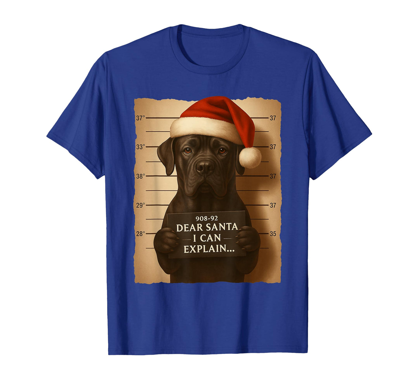 Funny Christmas Dog - Cute Cane Corso Santa Hat Tee T-Shirt