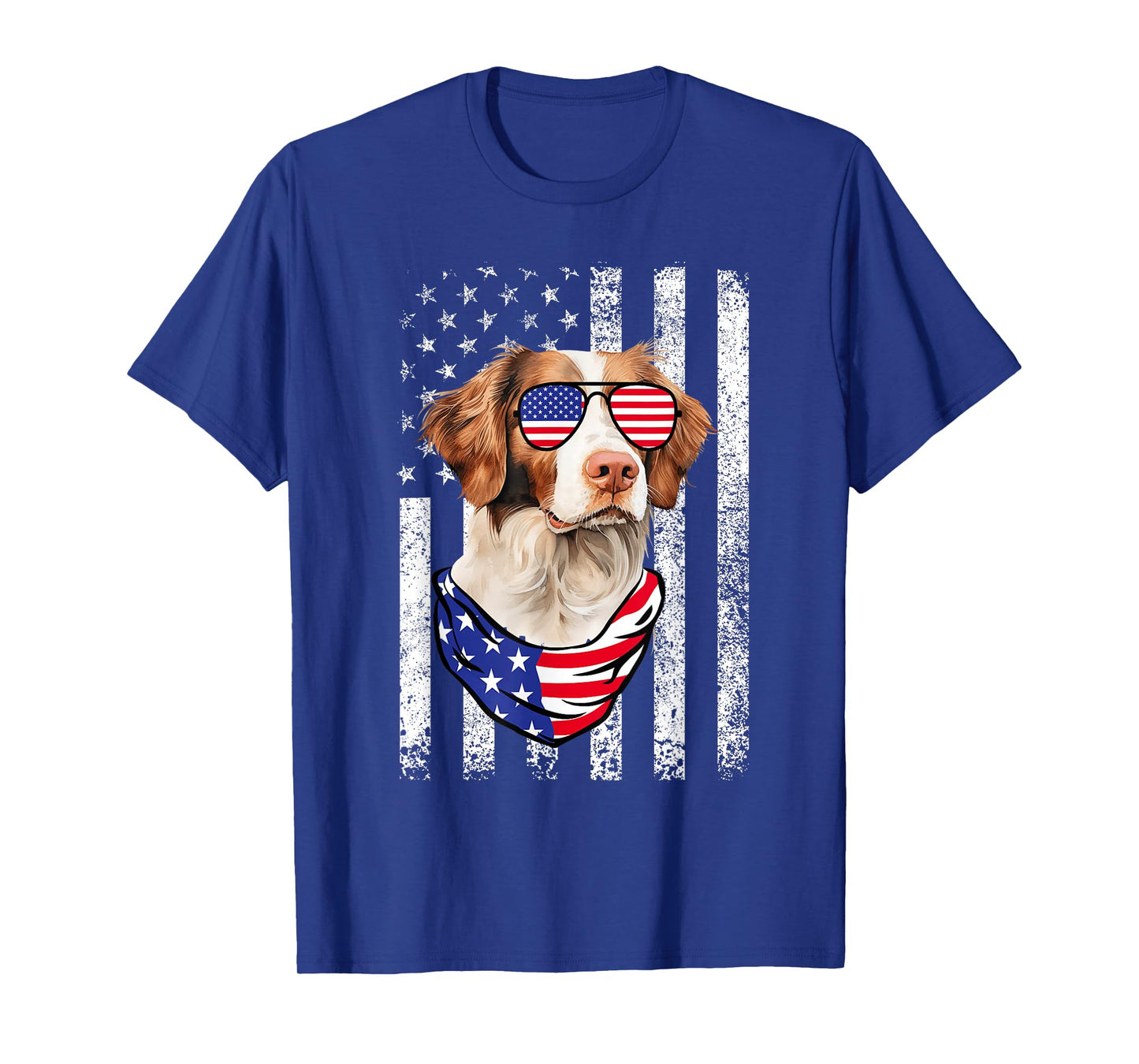 Brittany Spaniel American Flag USA Patriotic 4th of July T-Shirt