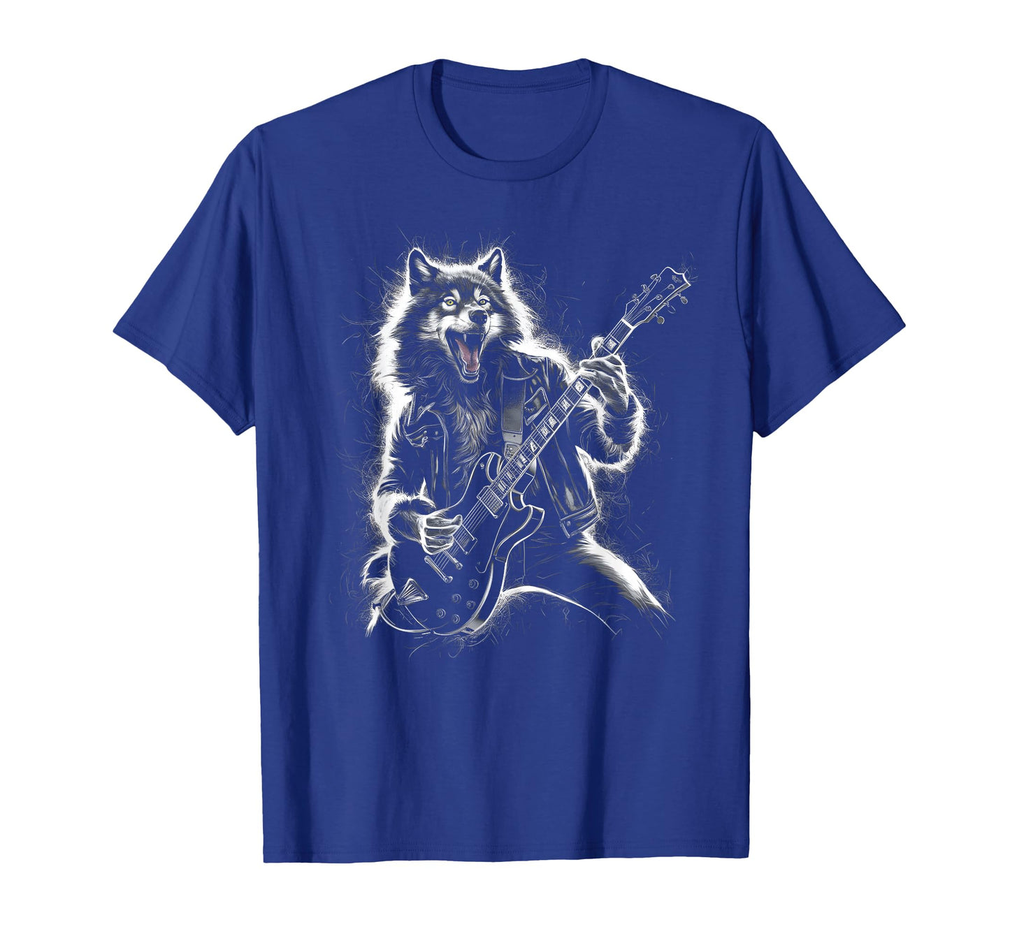 Wolf Playing Guitar Rocker Dog Playing Guitar Rock T-Shirt