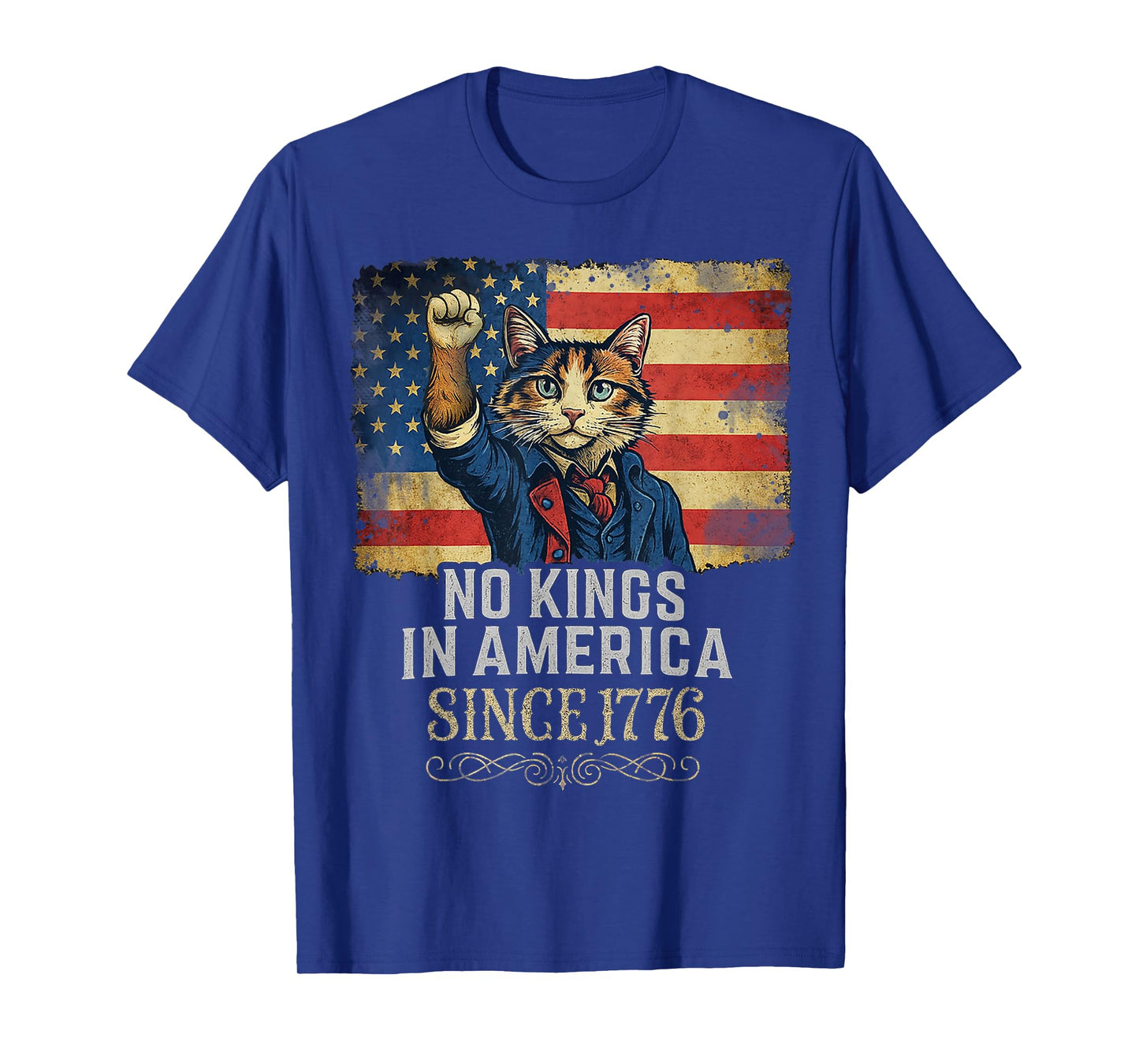 No Kings in America 1776 Revolutionary Cat T-Shirt