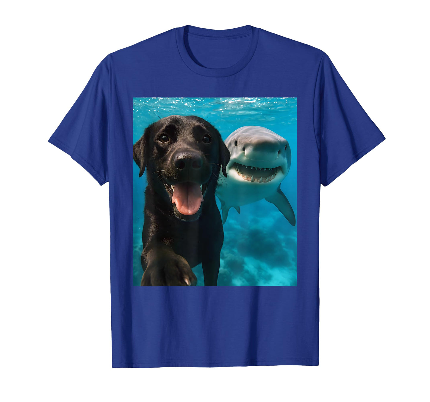 Funny Labrador Retriever Dog Selfie with Shark Ocean Lovers T-Shirt