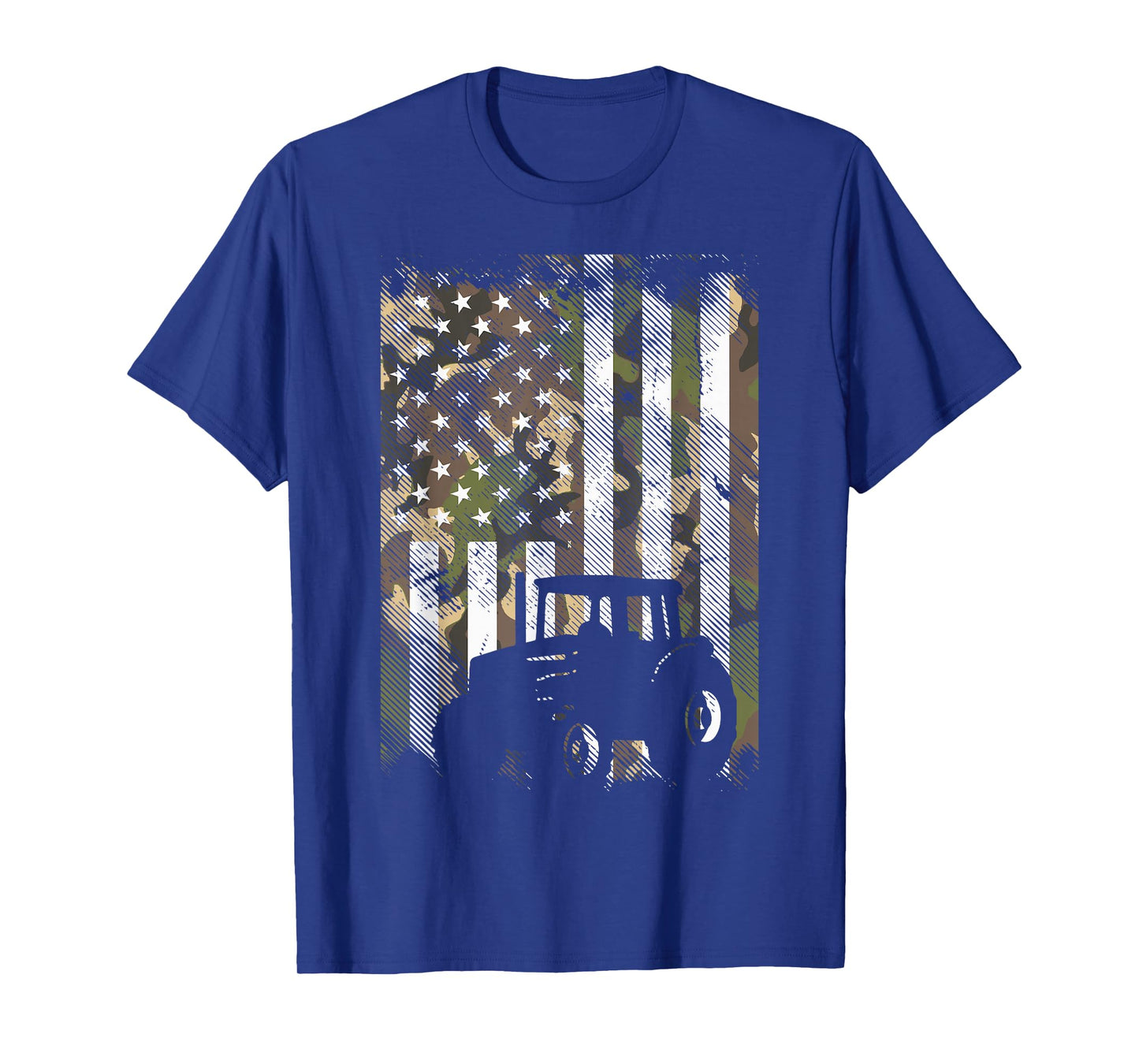 Camo Flag Tractor Vintage Farm Truck Patriotic Farmer Gift T-Shirt