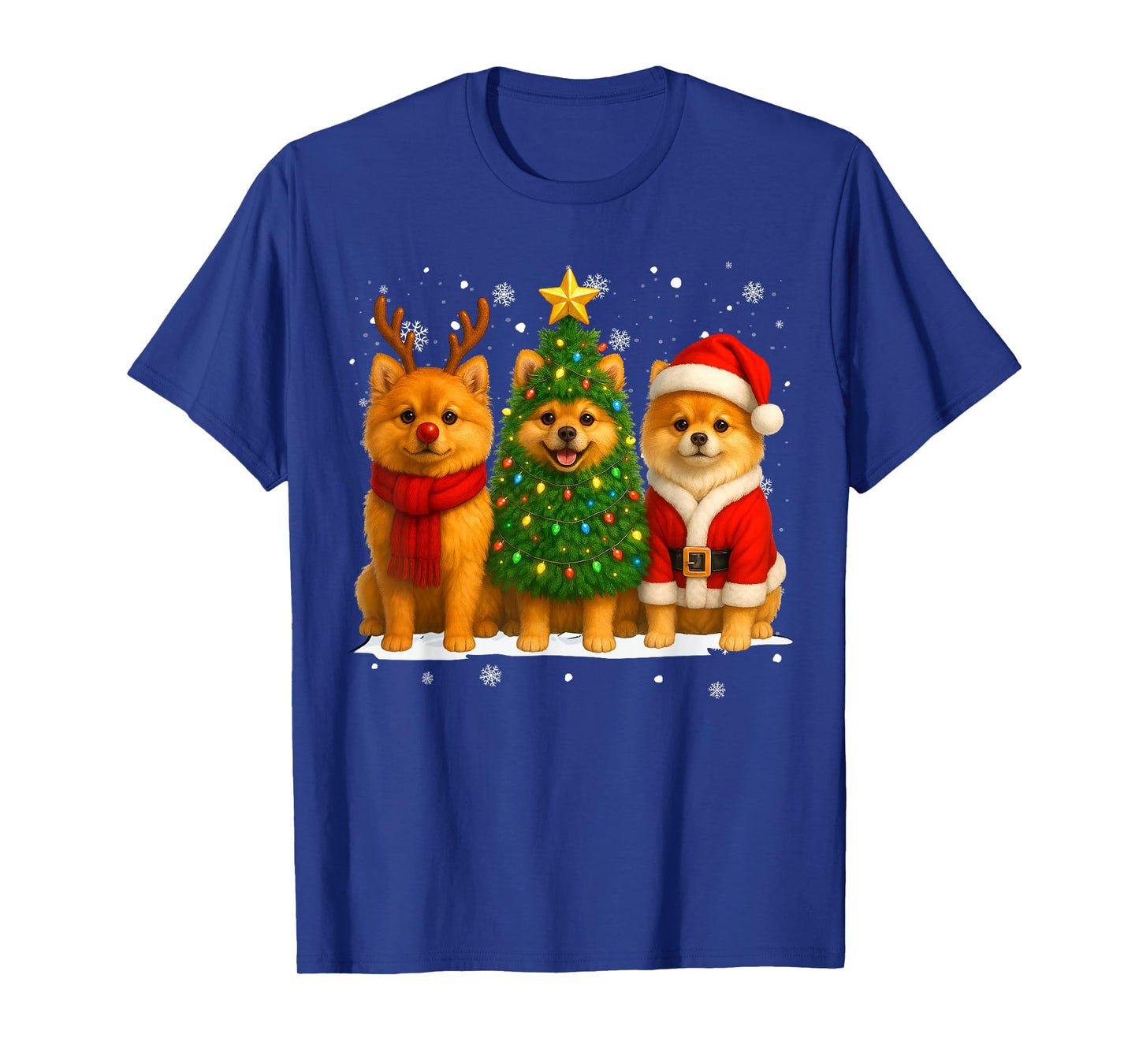 Retro Christmas Pomeranian Santa Reindeer Dog Lover T-Shirt