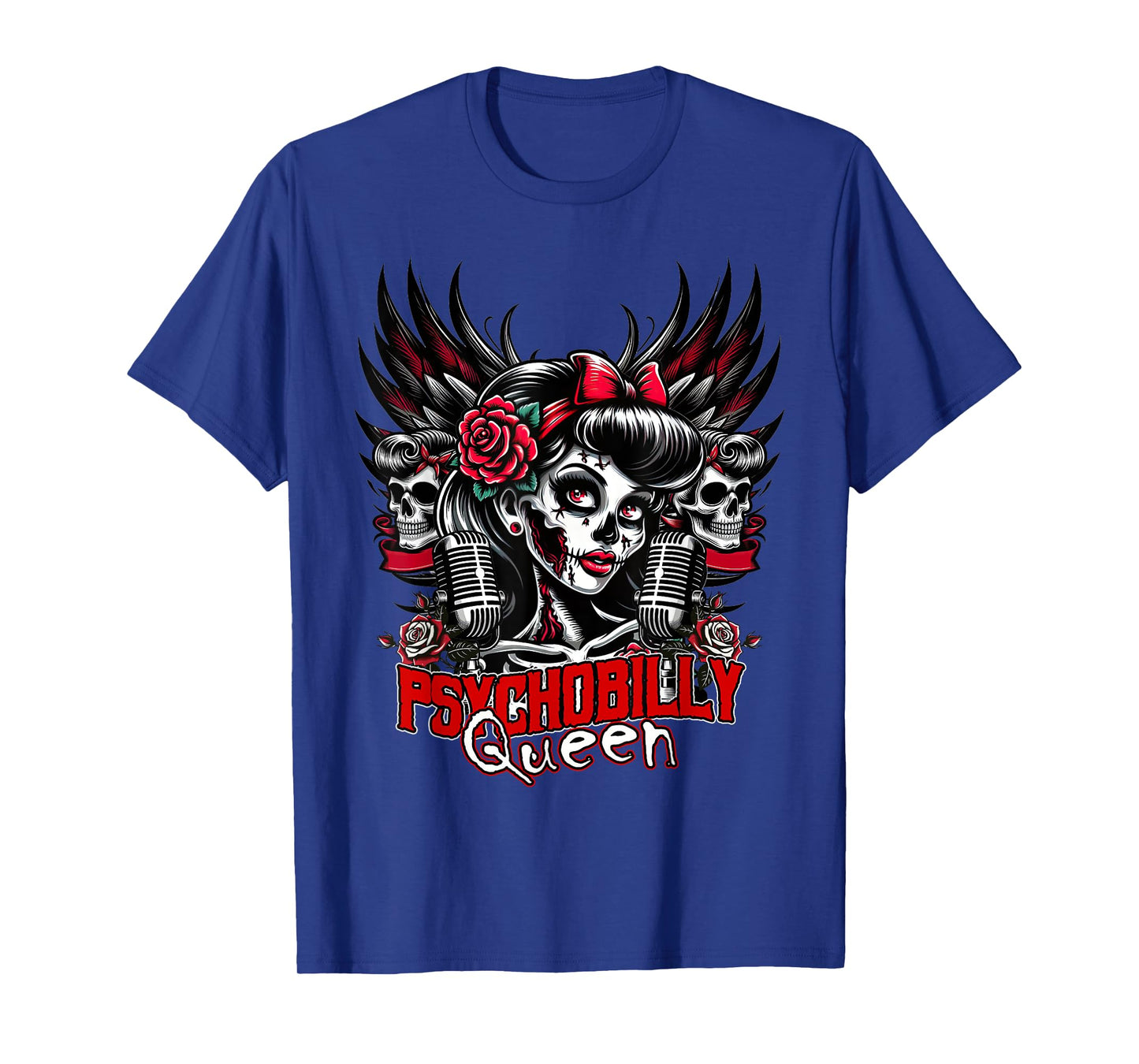 Psychobilly Queen Zombie Pin Up Girl Retro Rockabilly T-Shirt