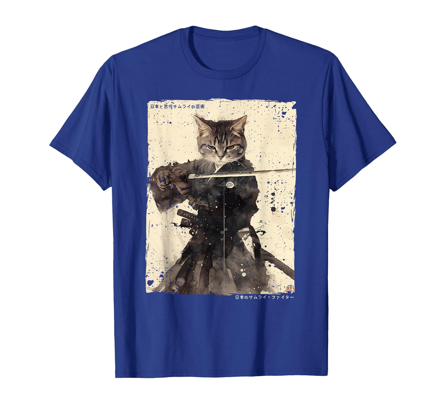 Samurai Cat Warrior Ukiyo Ink Artwork Cat Samurai T-Shirt