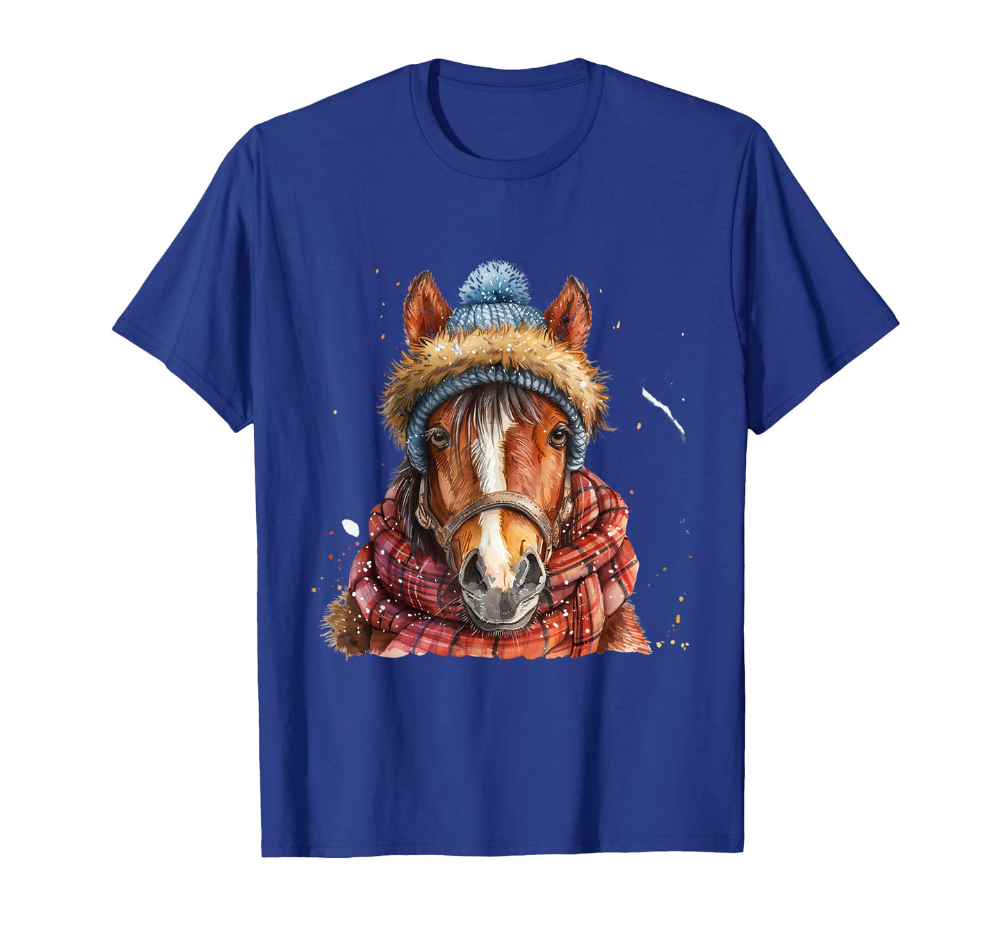 Merry Christmas Gifts For The Whole Family Unisex Adult Equestrian Horse Portrait Christmas Horseback Riding T-Shirt