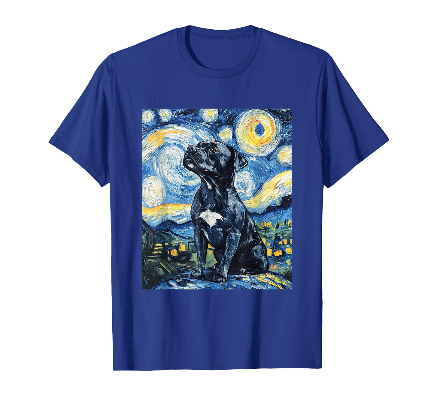 Pitbull Dog Pit Bull Pittie - Van Gogh Style - Starry Night T-Shirt