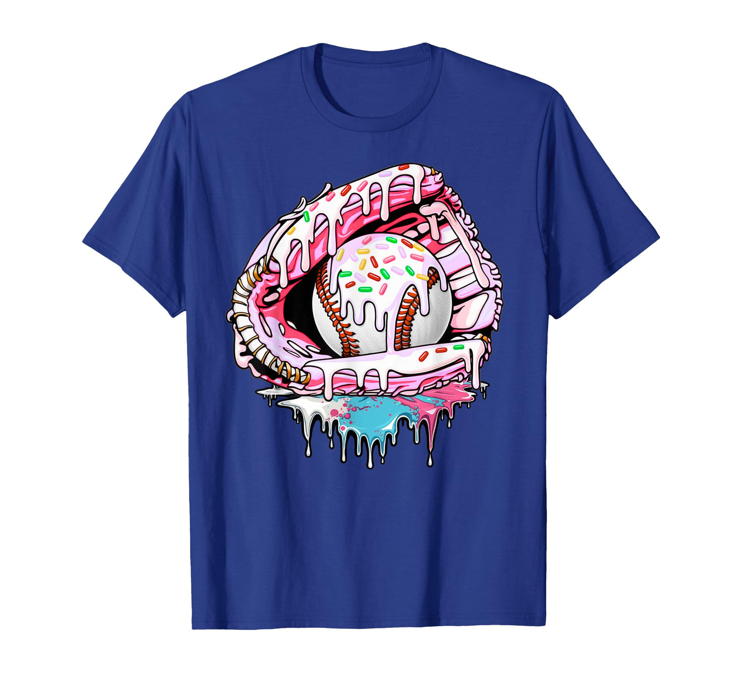 Baseball Ice Cream Drip Sprinkles Softball Glove T-Shirt