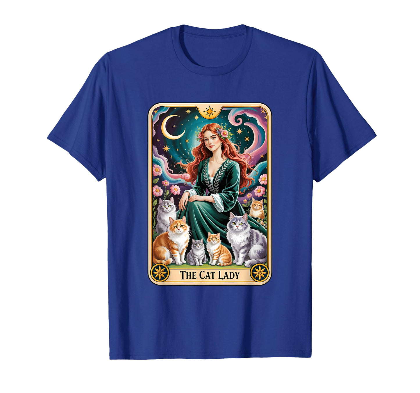 Cat Lady Tarot Card Halloween Witchy Gothic Cat Mom T-Shirt