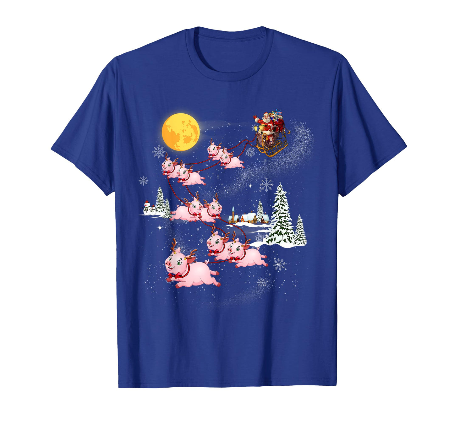 Funny Santa Riding Pig Ugly Christmas Pajama Family Matching T-Shirt
