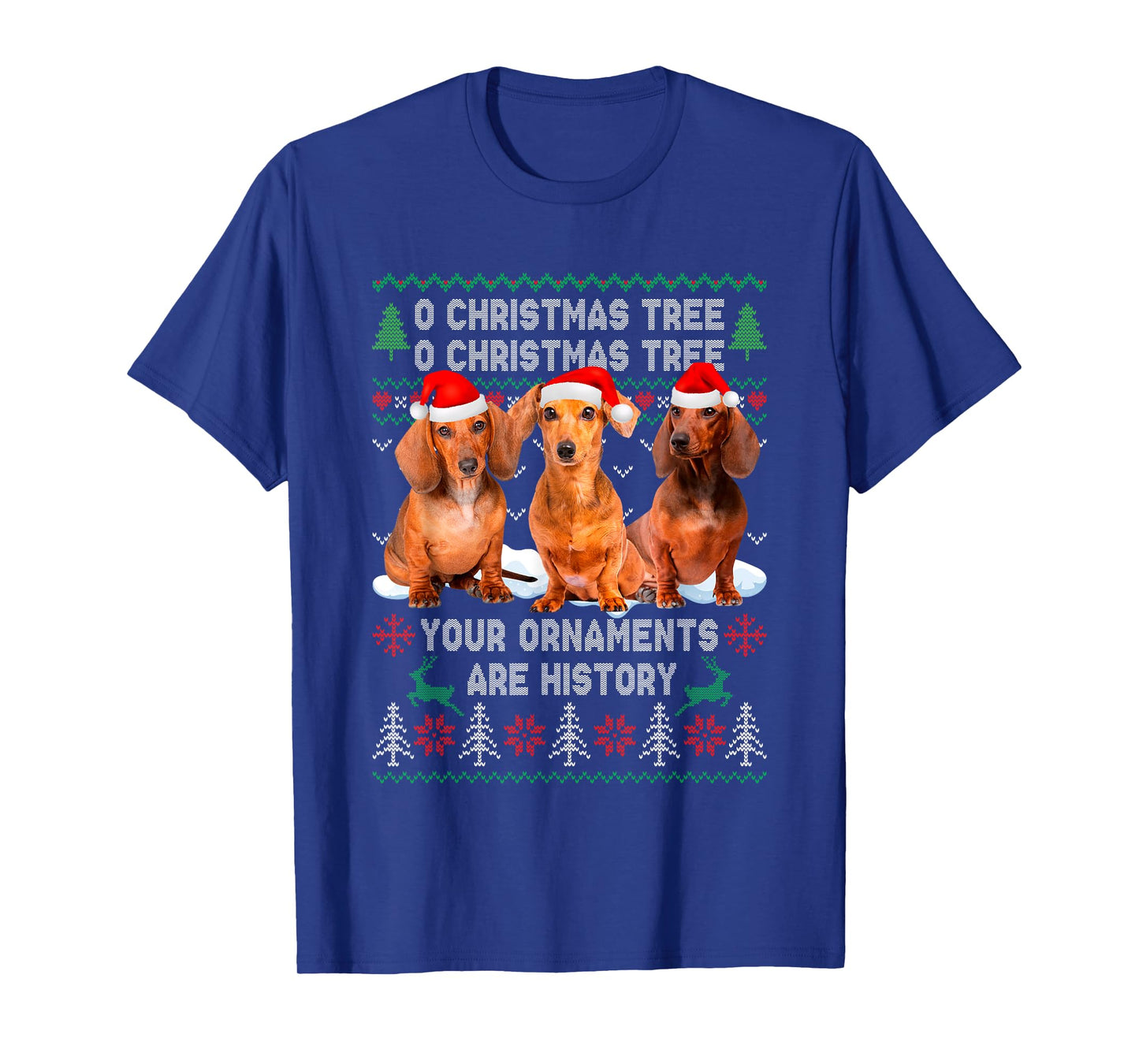 Cute Dachshund Dog Oh Christmas Tree Ugly Xmas T-Shirt