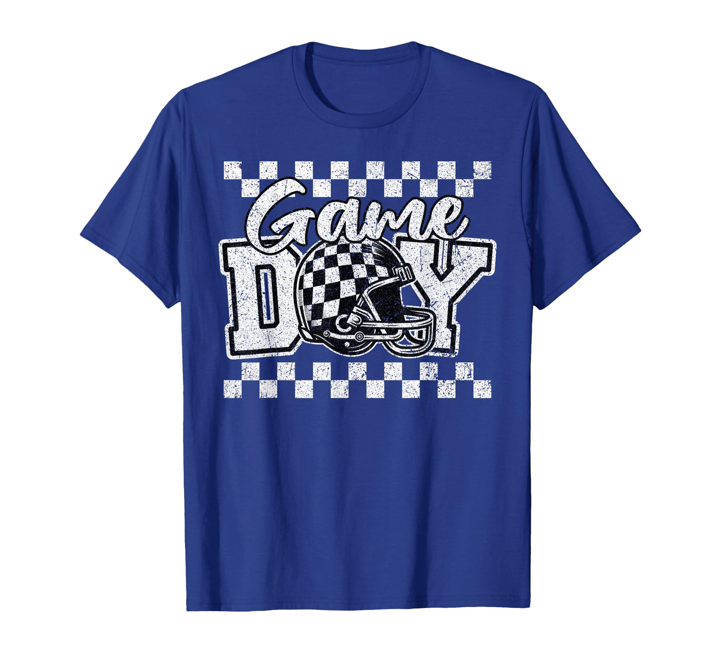 Retro Croquette Black White Checkered Football Game Day T-Shirt