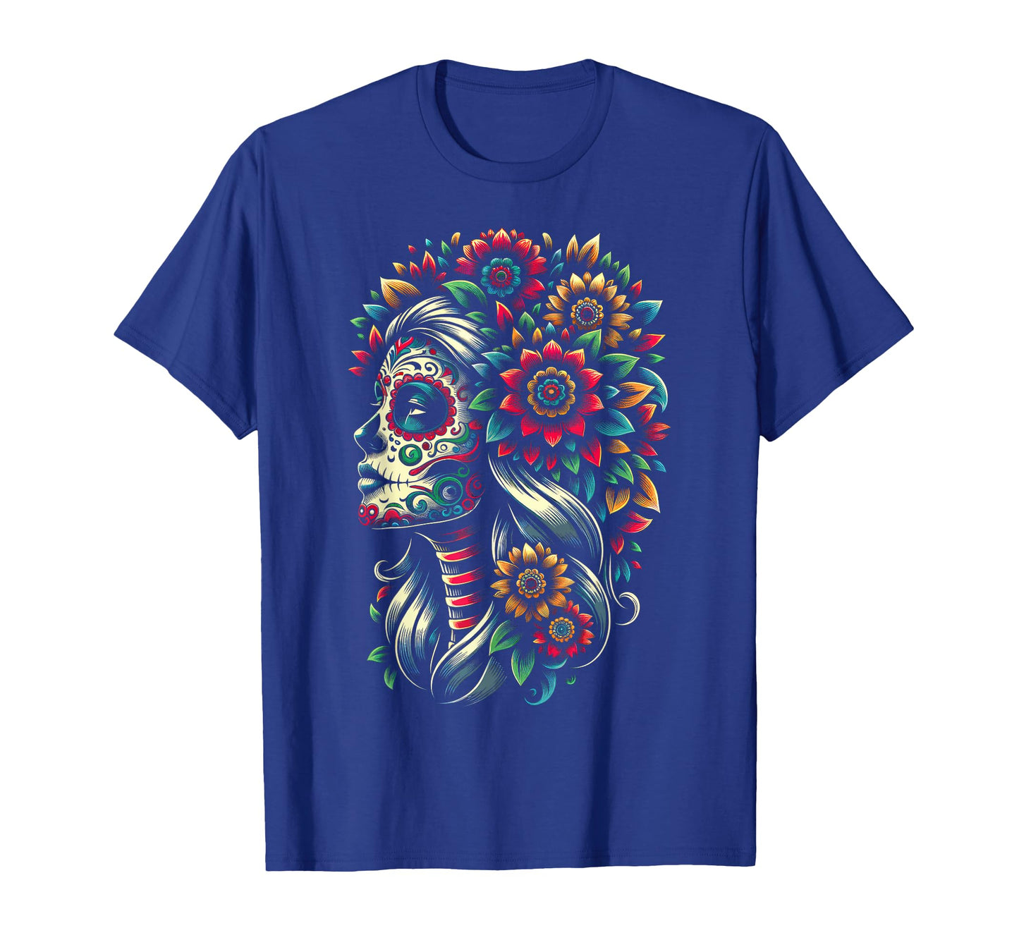 De Los Muertos La Catrina Day of the Dead Sugar Skull Women T-Shirt