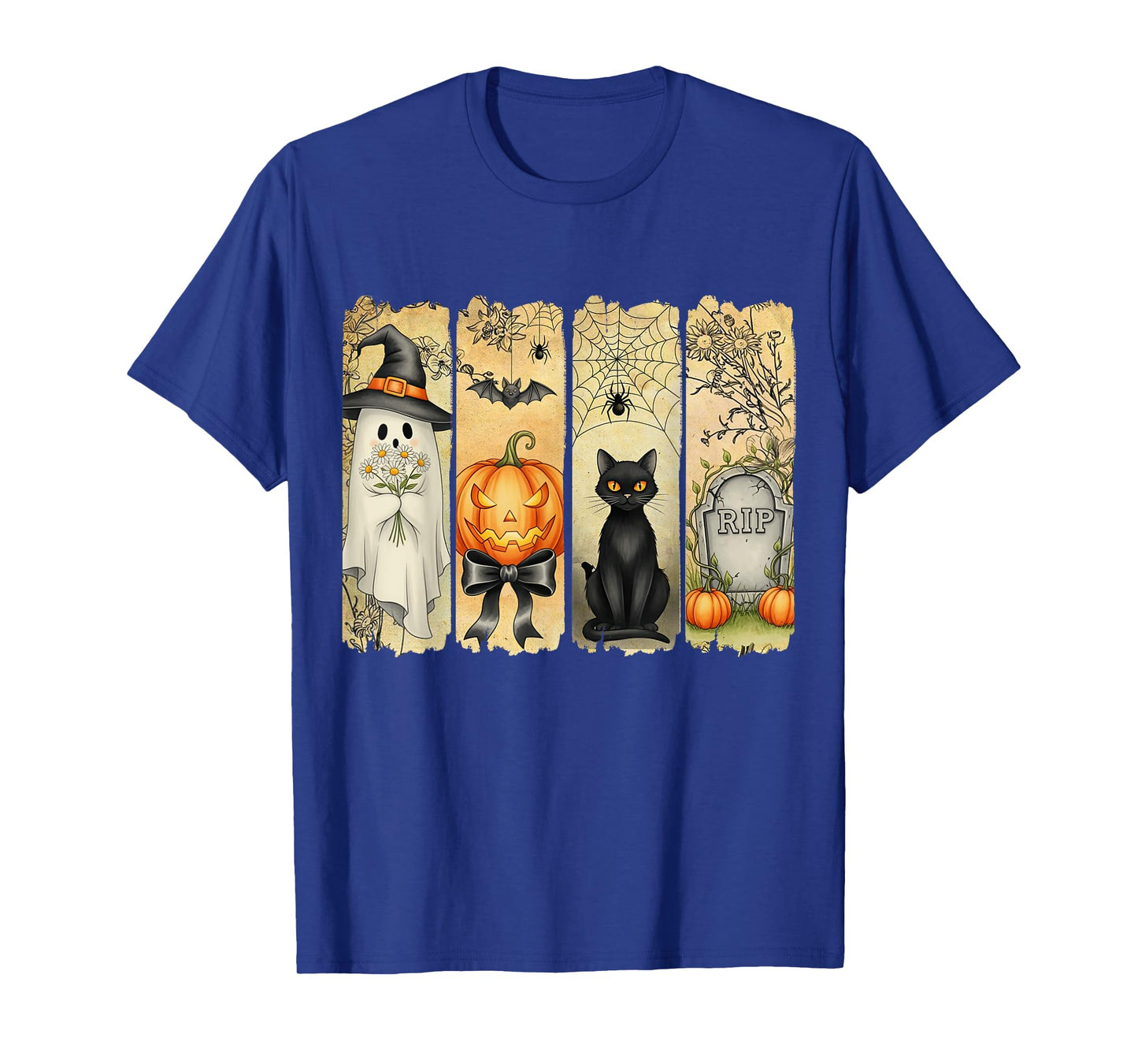 Spooky Season Vintage Halloween Ghost Pumpkin Coquette Bow T-Shirt