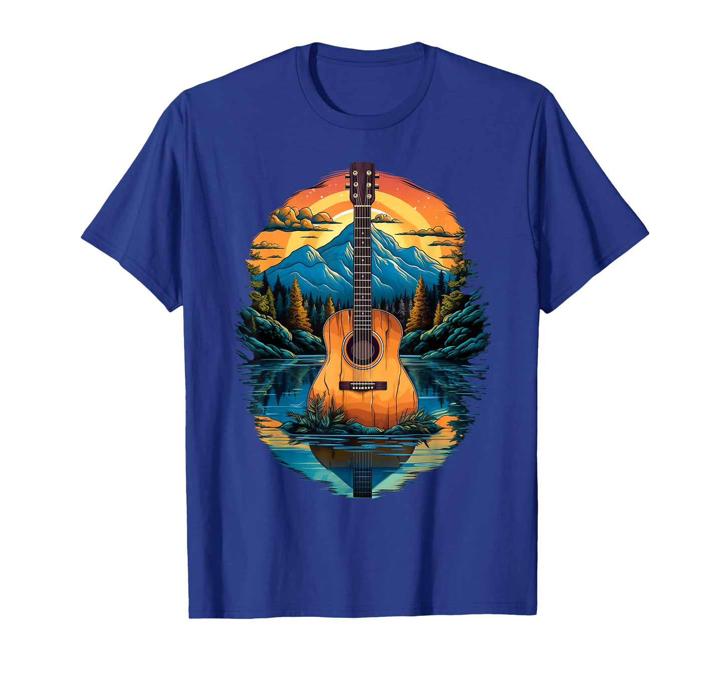 Acoustic Guitar Sunset By The Lake T-Shirt