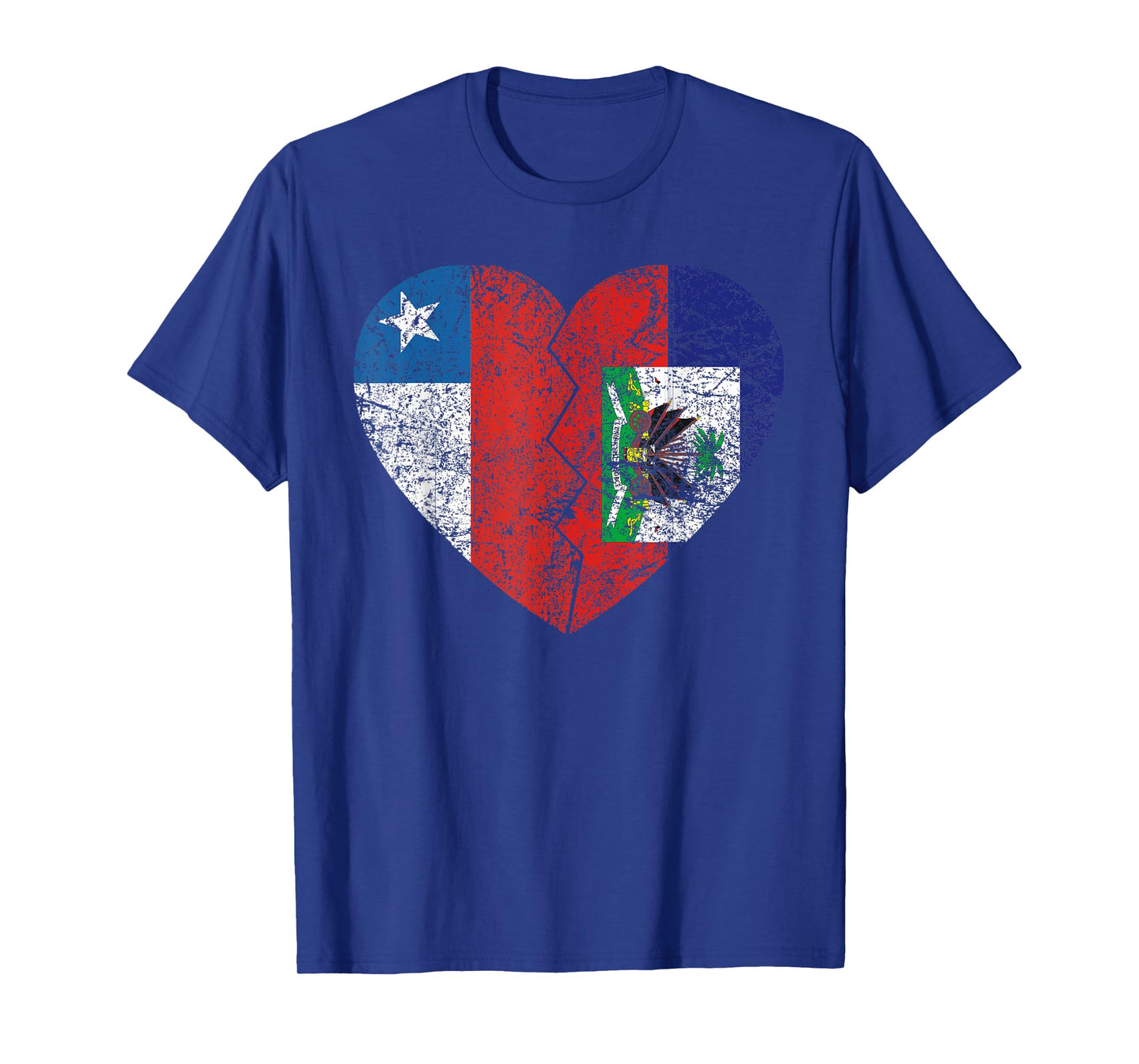 Haitian Chilean Flags Heart | Chile Haiti Roots Vintage T-Shirt