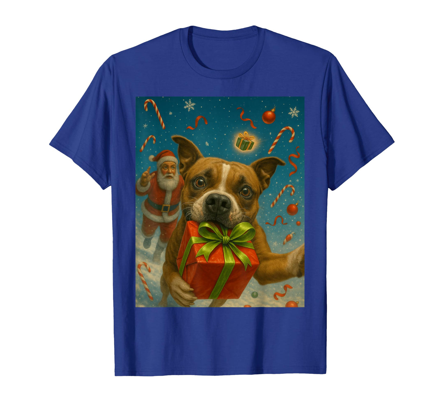 Christmas Pitbull Shirt - Funny Dog Selfie & Santa T-Shirt