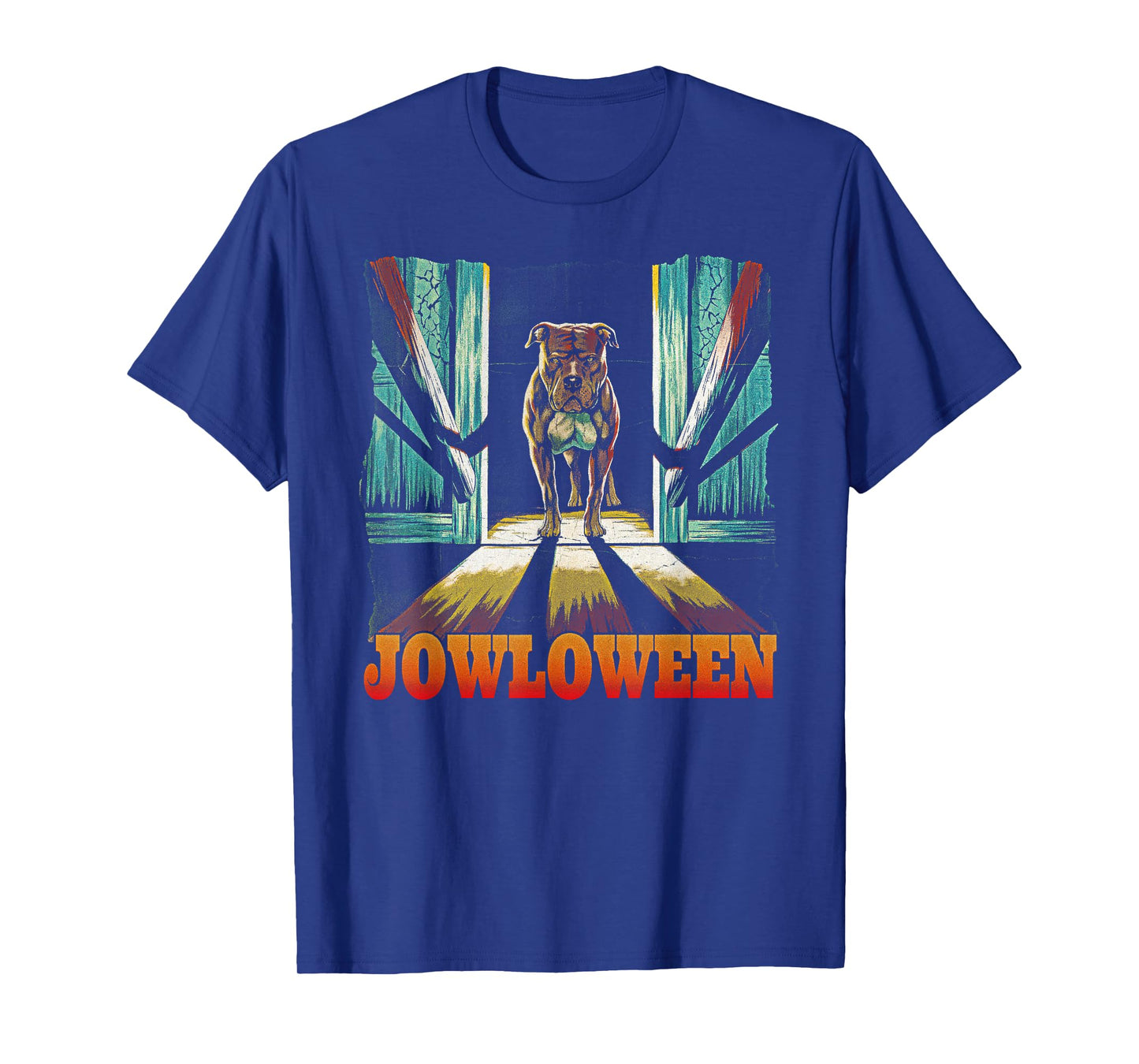 Funny Pitbull Jowls Spooky Halloween Pittie Dog Mom Dog Dad T-Shirt for Men Women