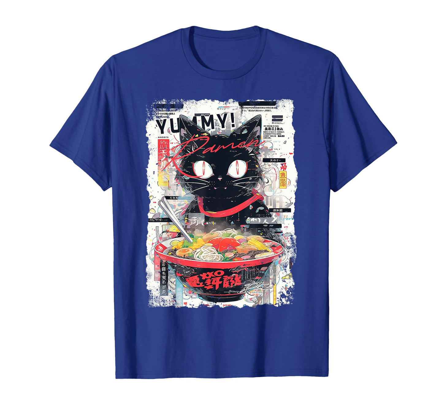 Ramen Noodles Cat Japan Y2K Kawaii Retro Cats Manga Anime T-Shirt