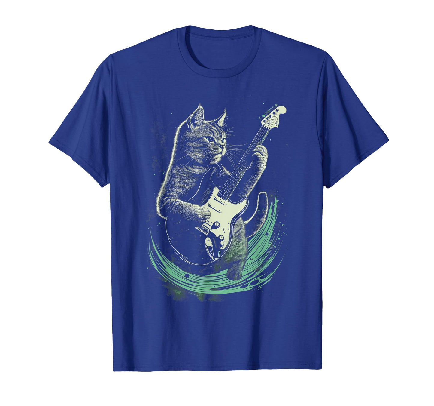 Cat Playing Guitar Rock Star Rock and Roll For Men Women Kid T-Shirt