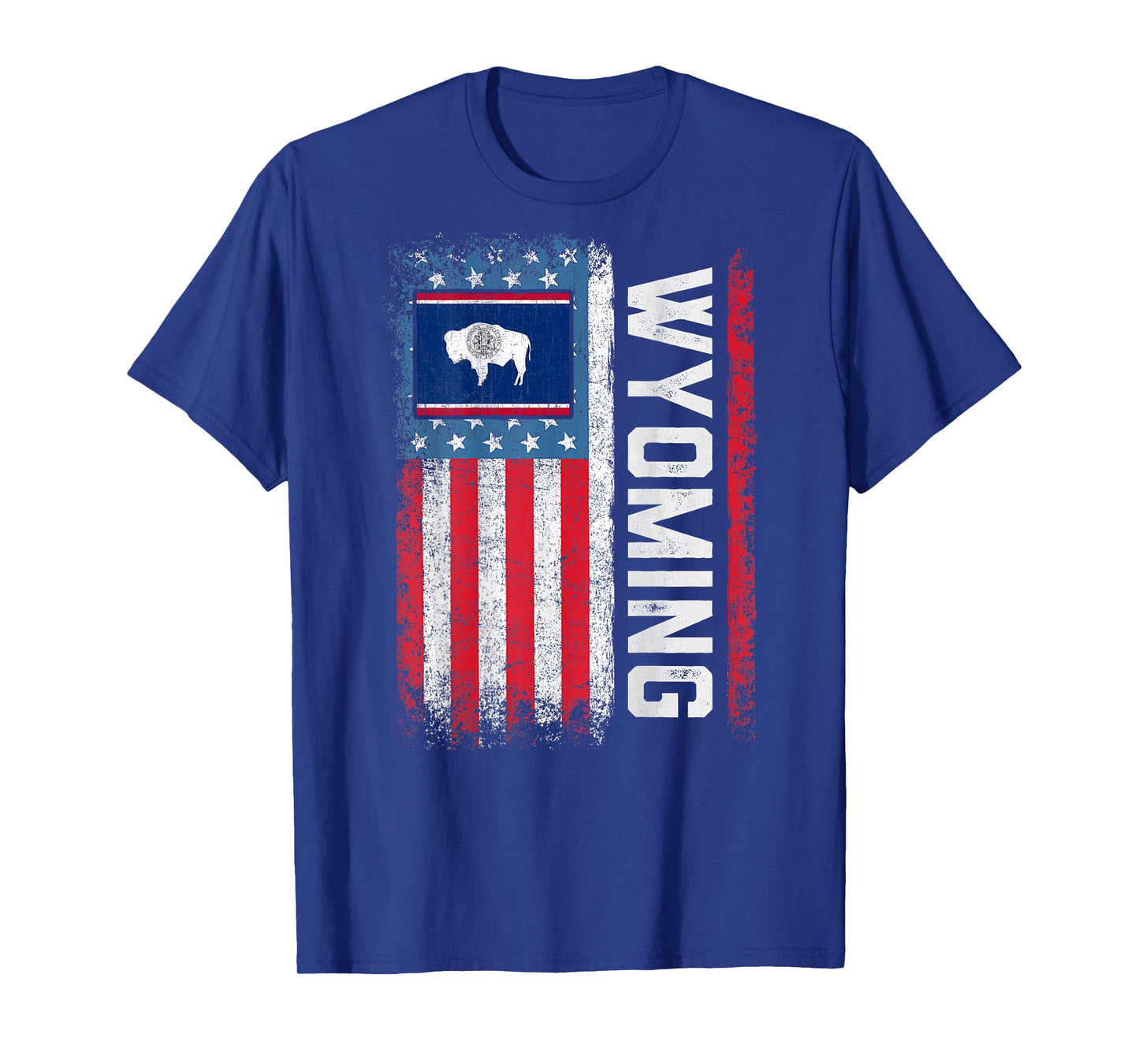 Vintage Wyoming State USA Flag Shirt Wyoming (On Back) T-Shirt