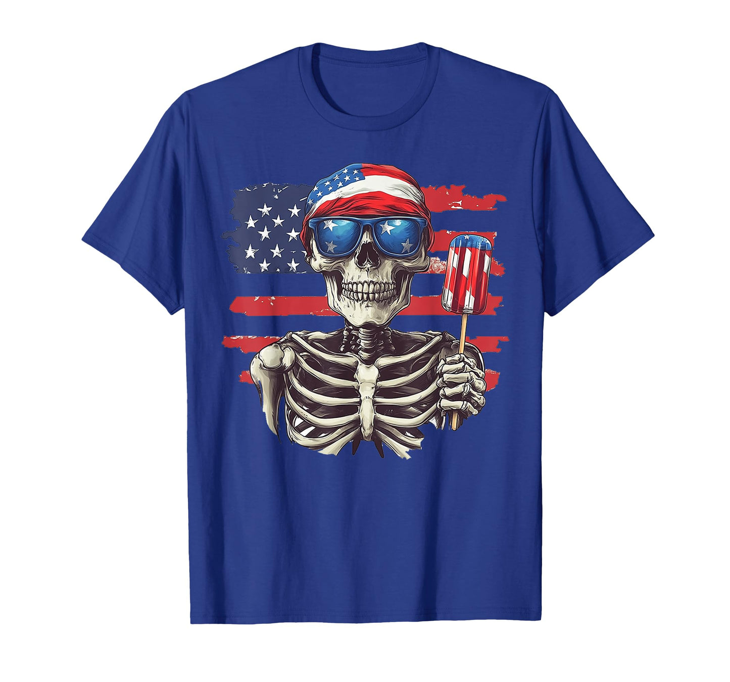 American Flag Skull Skeleton 4th Of July Shirt For Men Women T-Shirt