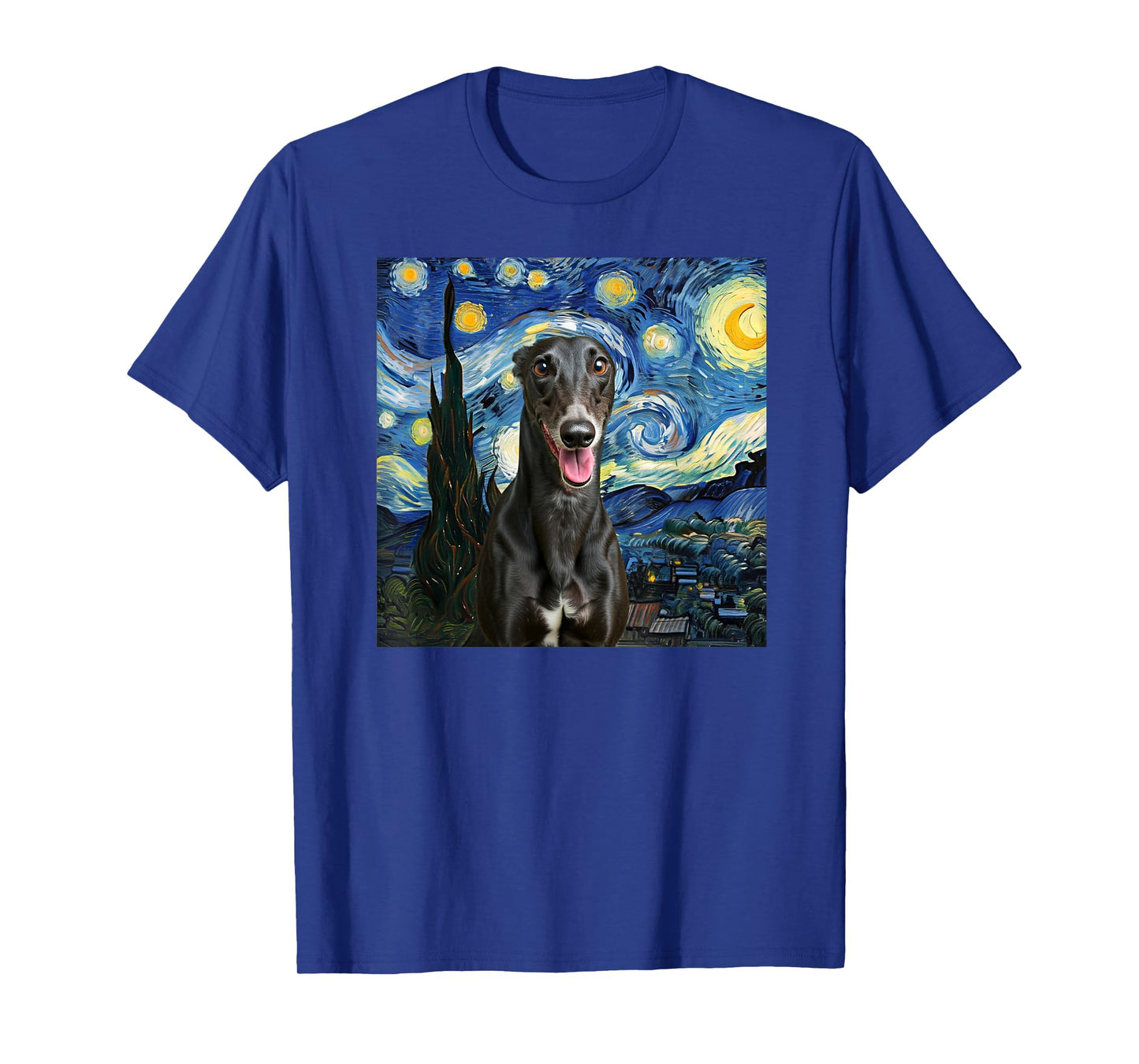 Black Greyhound Starry Night Dog Lover Gift T-Shirt