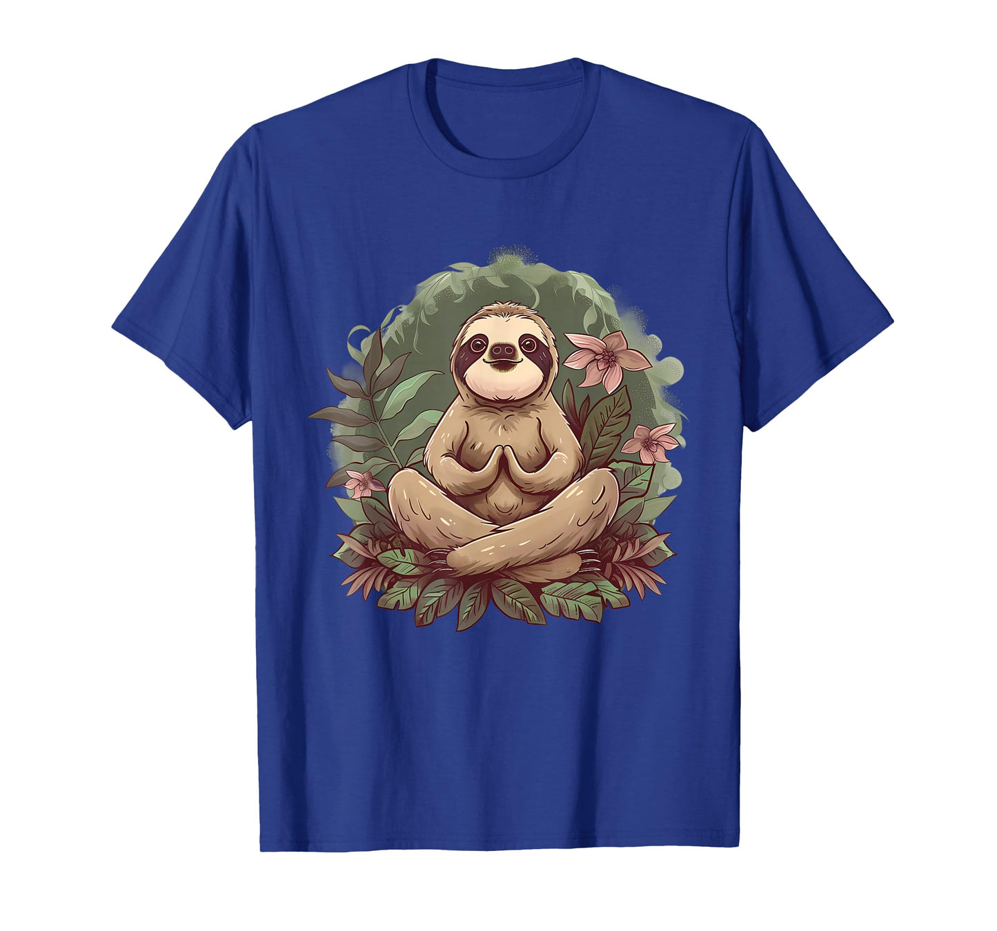Sloth Meditation Spirituality Buddha Buddhist Floral Yoga T-Shirt