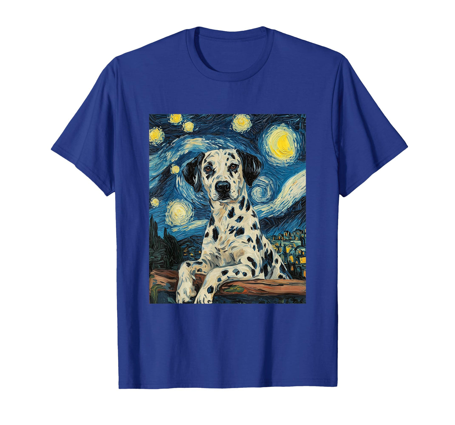 Cute Dalmatian Dog Doggy - Van Gogh Style - Starry Night T-Shirt