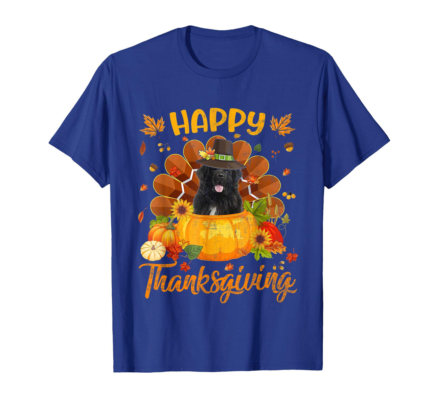 Happy Thanksgiving Newfoundland Dog Turkey Pumpkin T-Shirt
