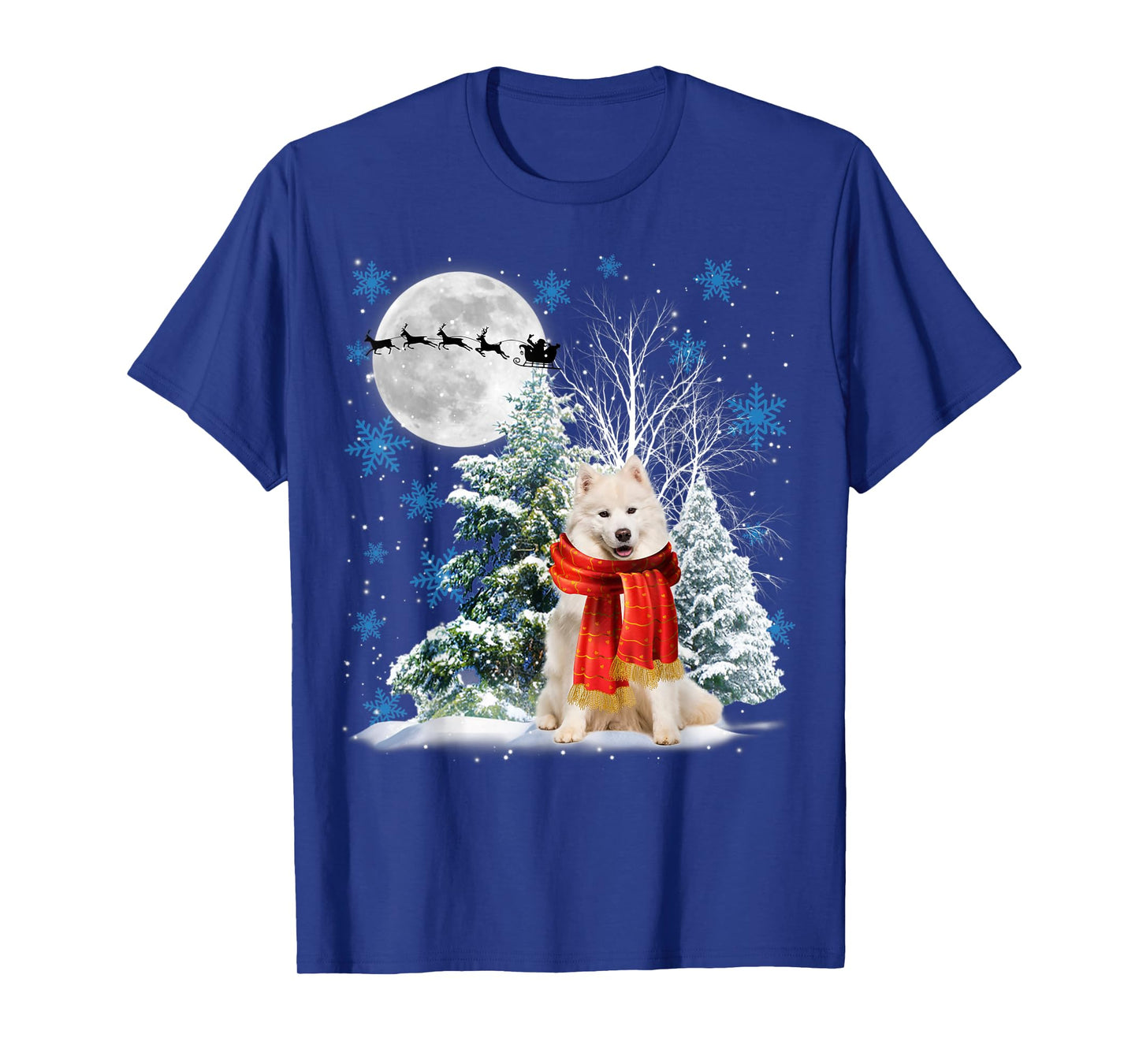 Samoyed Under Moonlight Snow Christmas Pajama T-Shirt