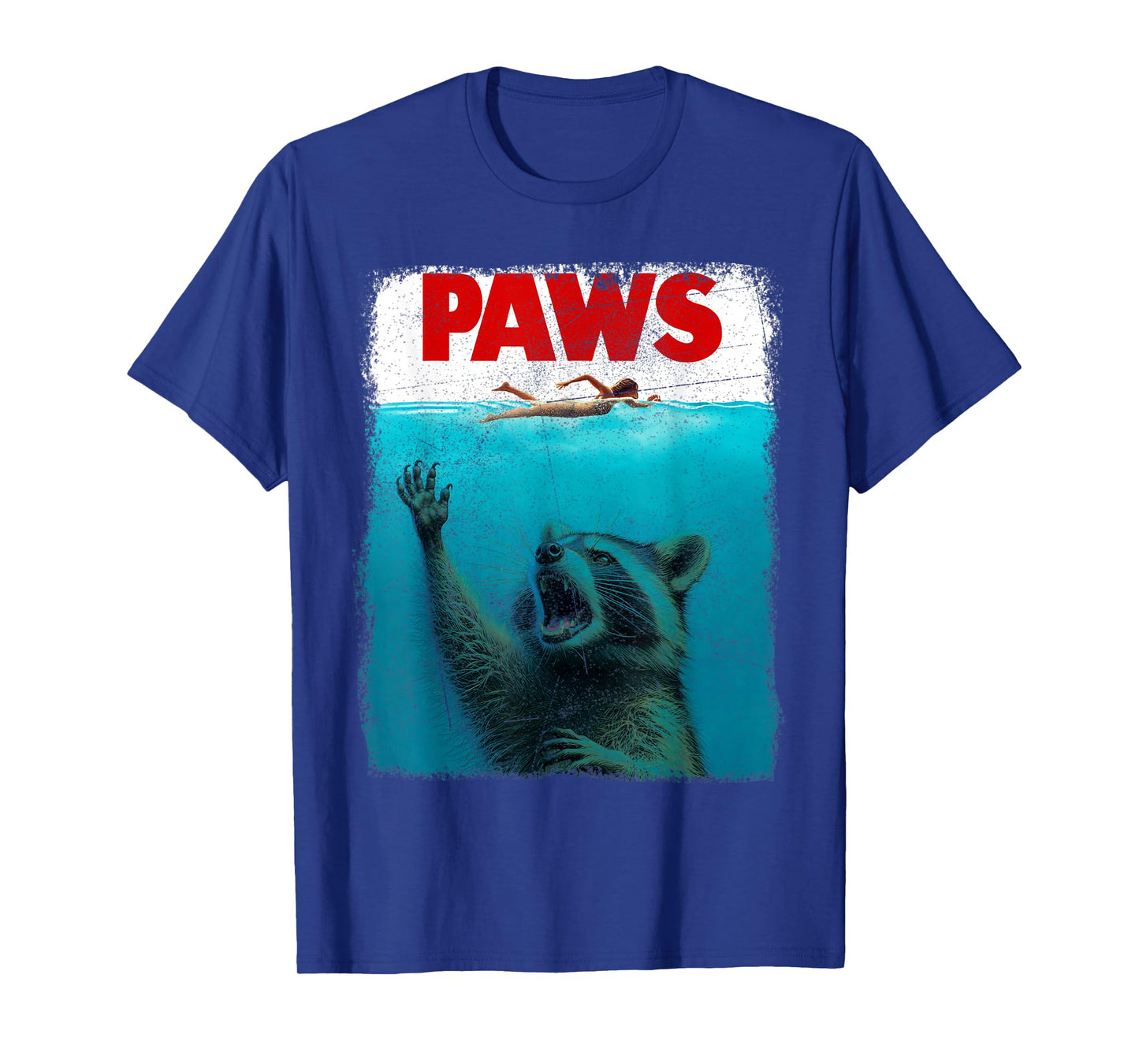 Raccoon Paws Funny Swimming Shark Vintage Retro Humor T-Shirt