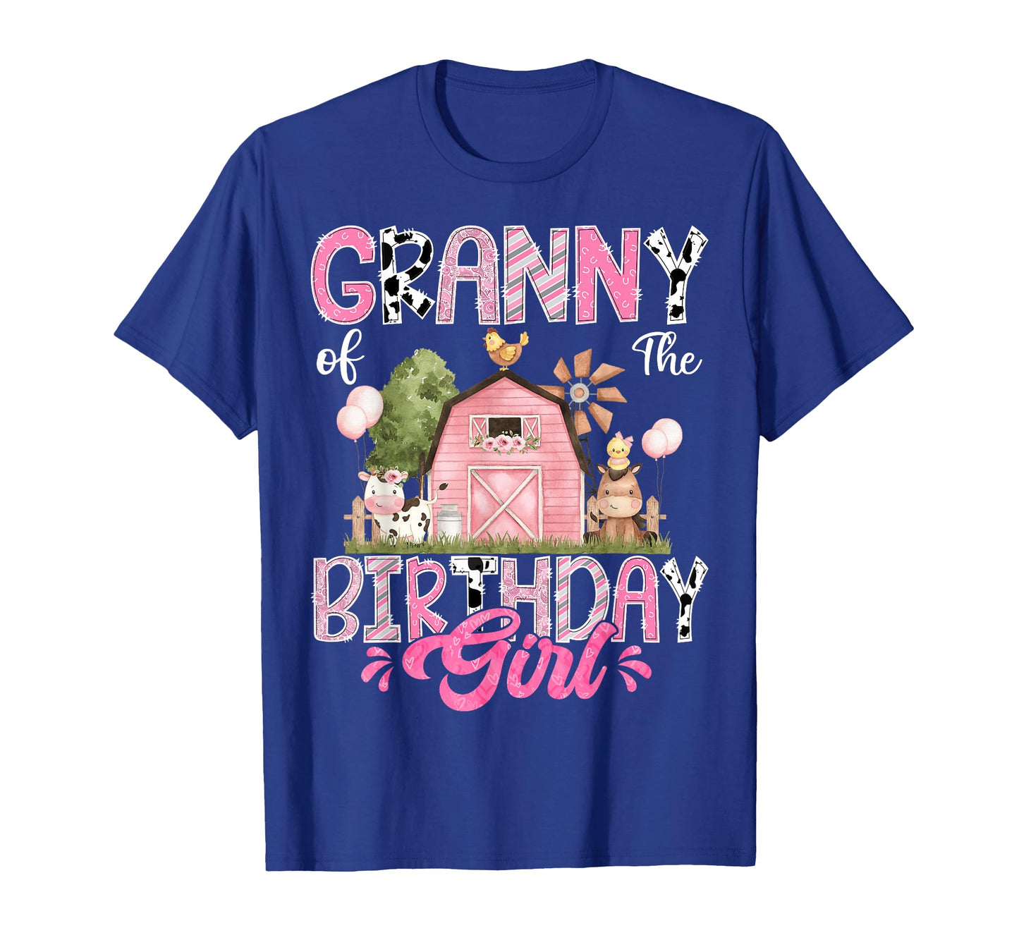 Granny Of The Birthday Girl 1St Birthday Pink Cow Farm T-Shirt