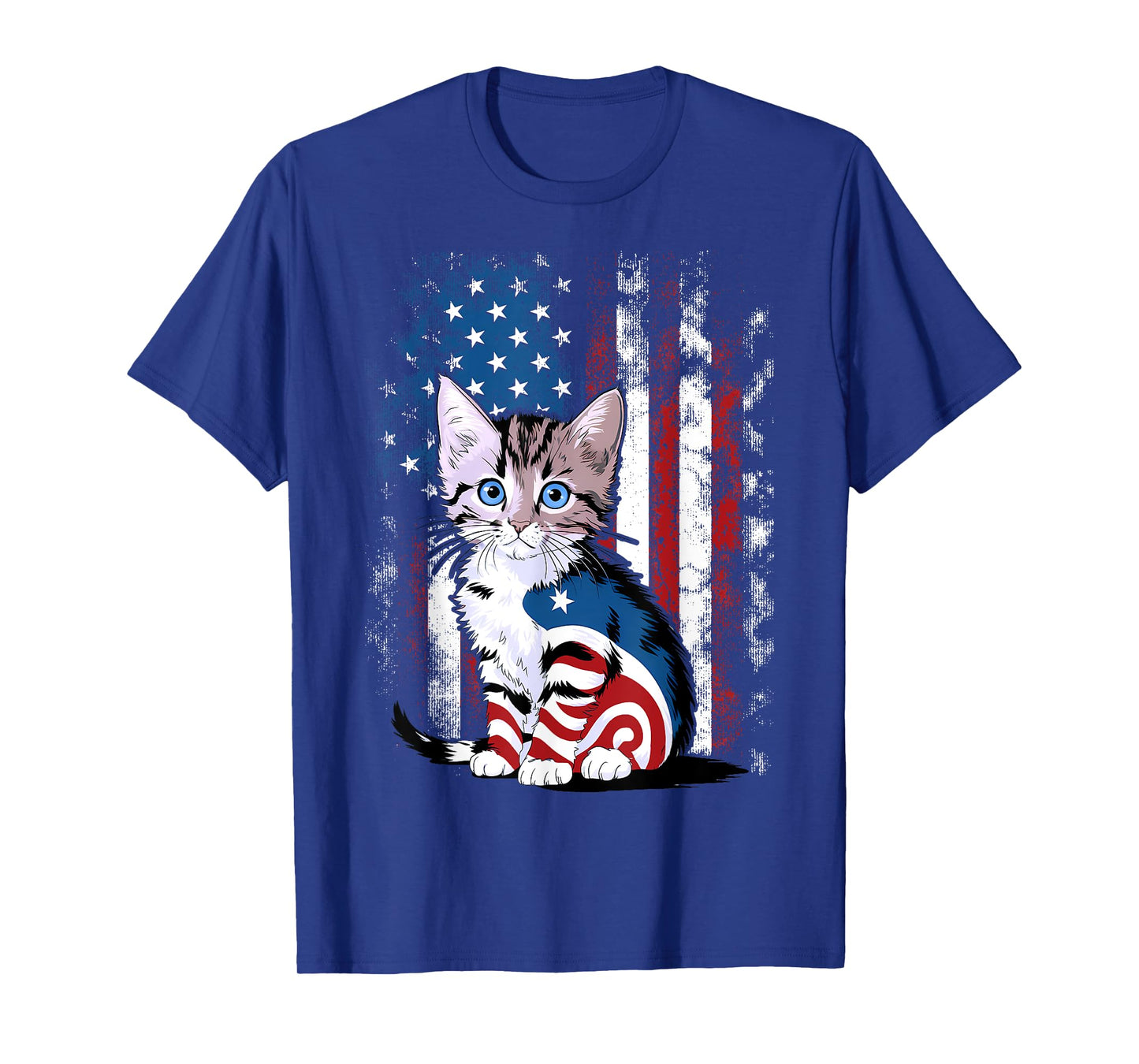Memorial Day Cat Funny Kitten 4th of July Patriotic Usa Flag T-Shirt