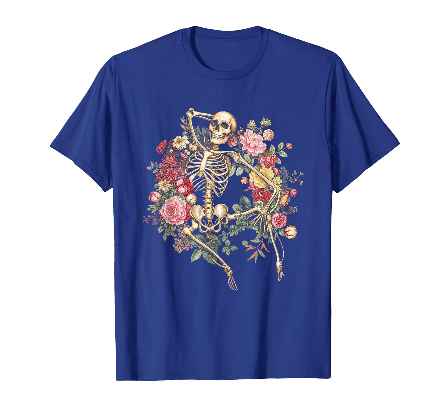 Floral Skeleton Vintage Goth Halloween Costume T-Shirt