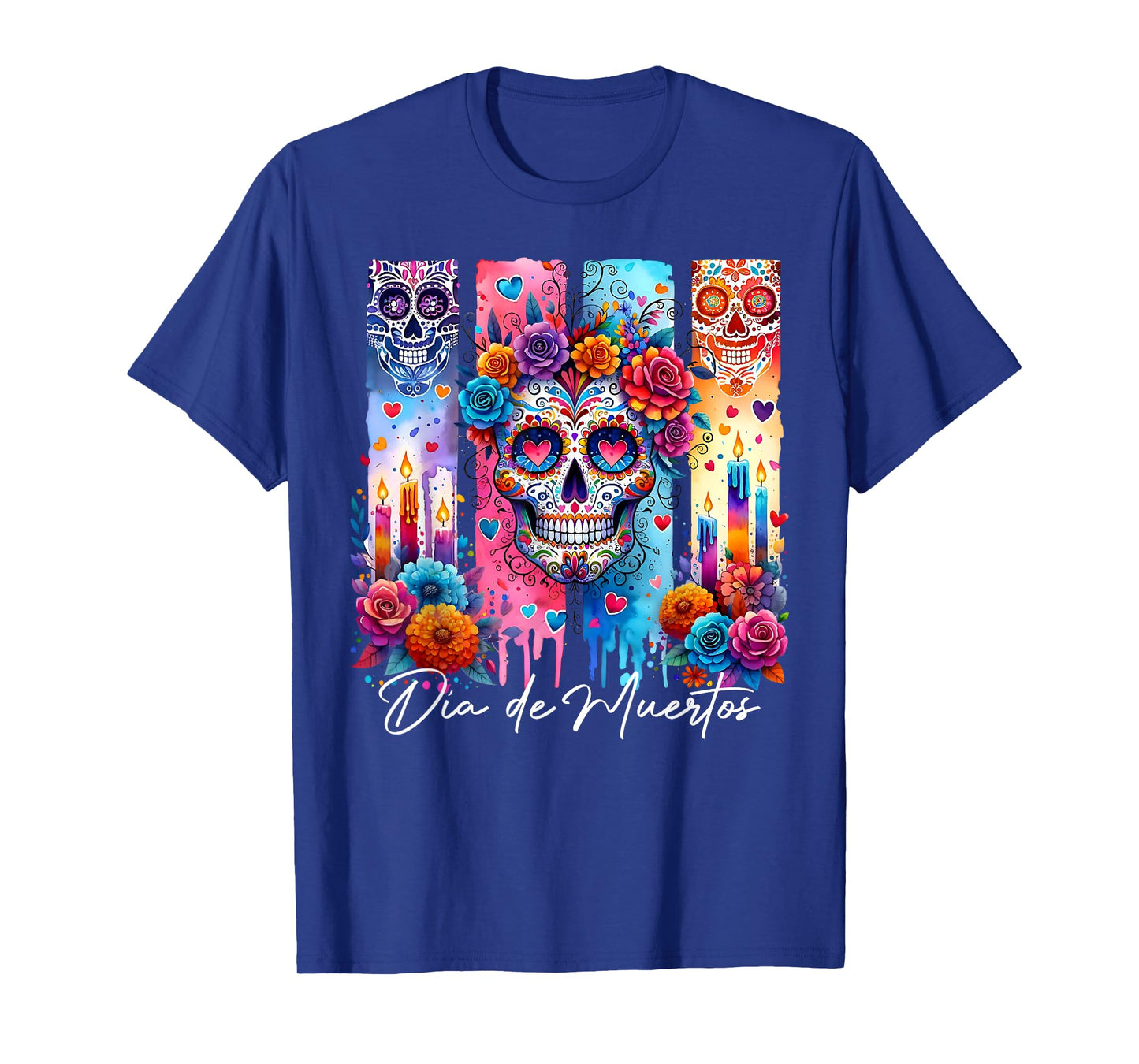 Rose Flower Skull Day Of The Dead Dia De Los Muertos Catrina T-Shirt