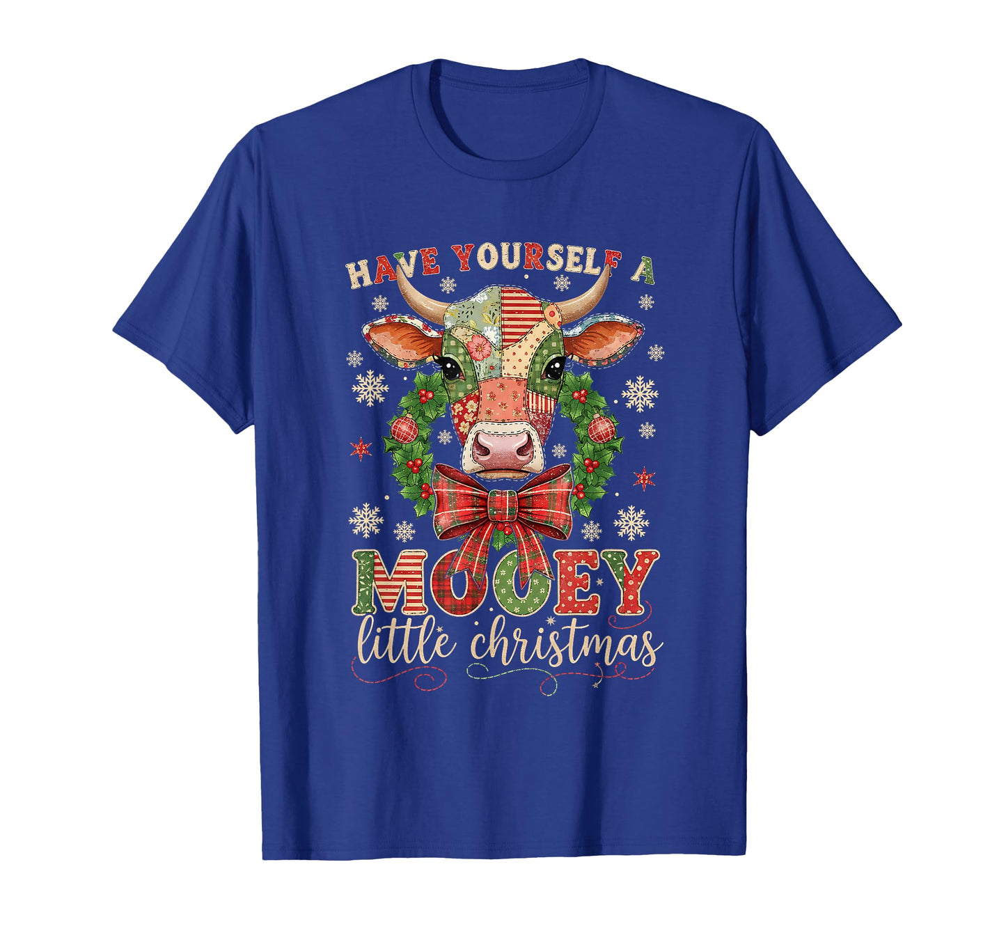 Mooey Little Christmas Cow Holiday Farm Design T-Shirt