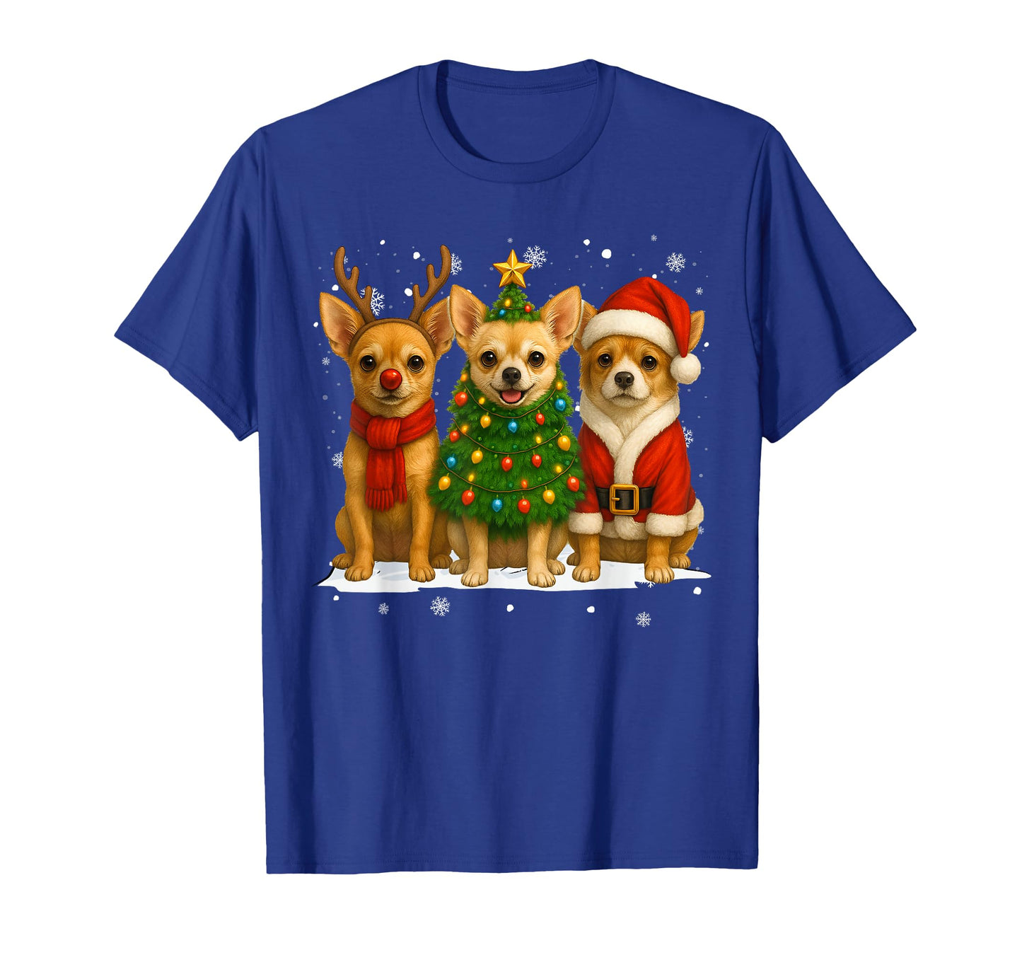 Retro Christmas Chihuahua Santa Reindeer Dog Lover T-Shirt