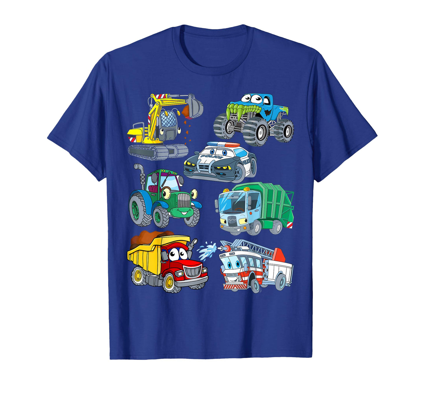 Excavator Fire Engine Police Car Monster Truck for Boys T-Shirt