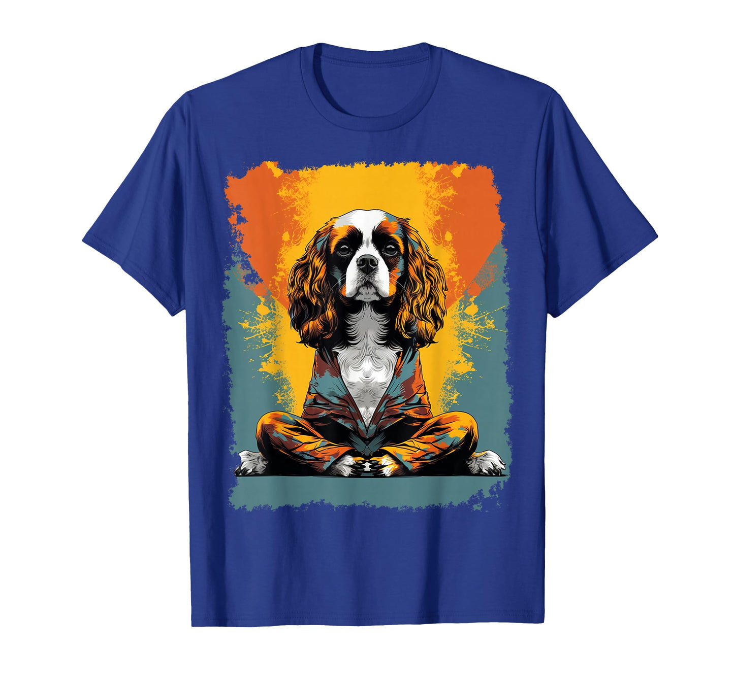 Pop Art Dog Yoga Meditation Cavalier King Charles Spaniel T-Shirt