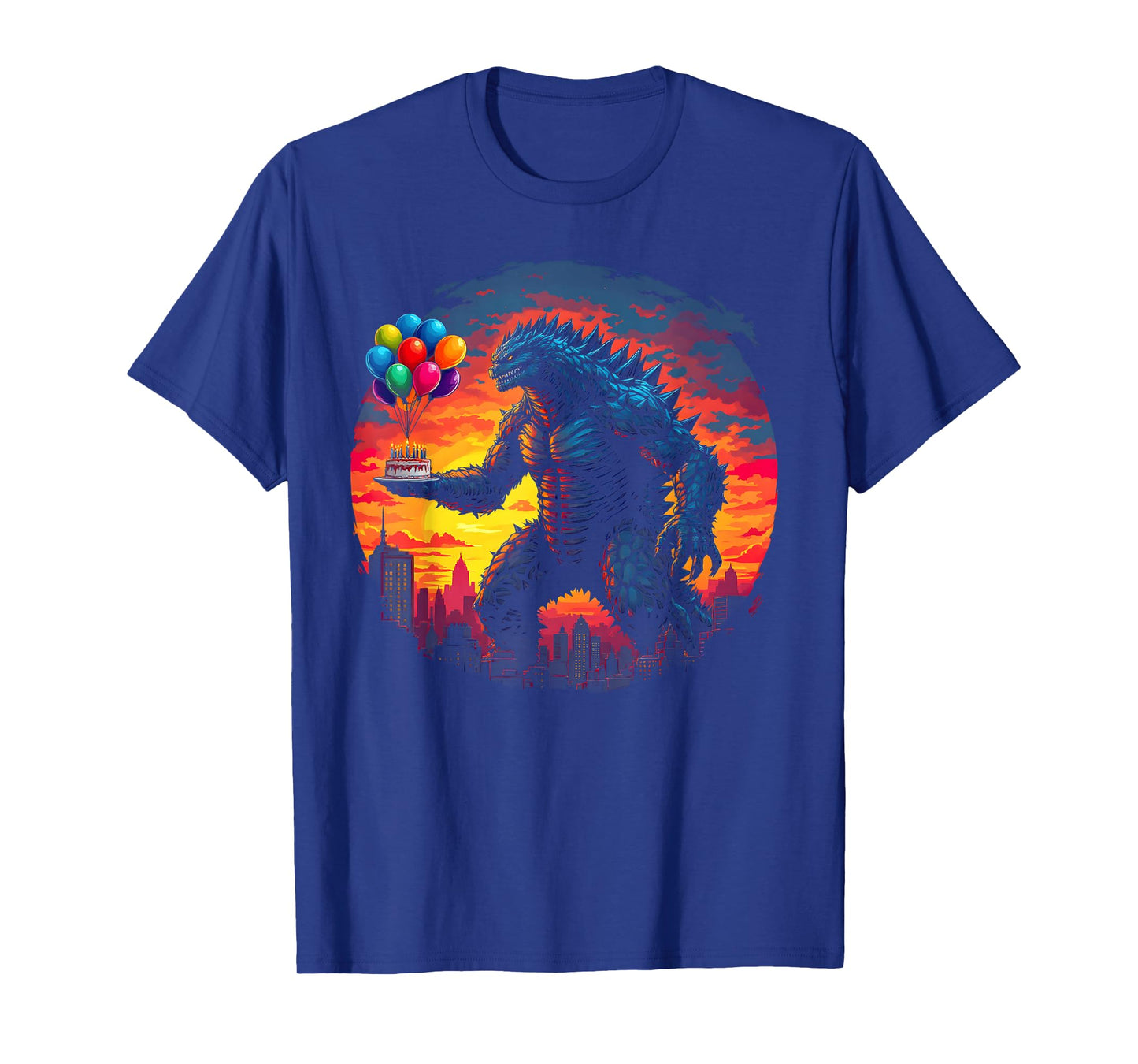 Kaiju Balloon And Cake Funny Japanese Monster Lover Birthday T-Shirt